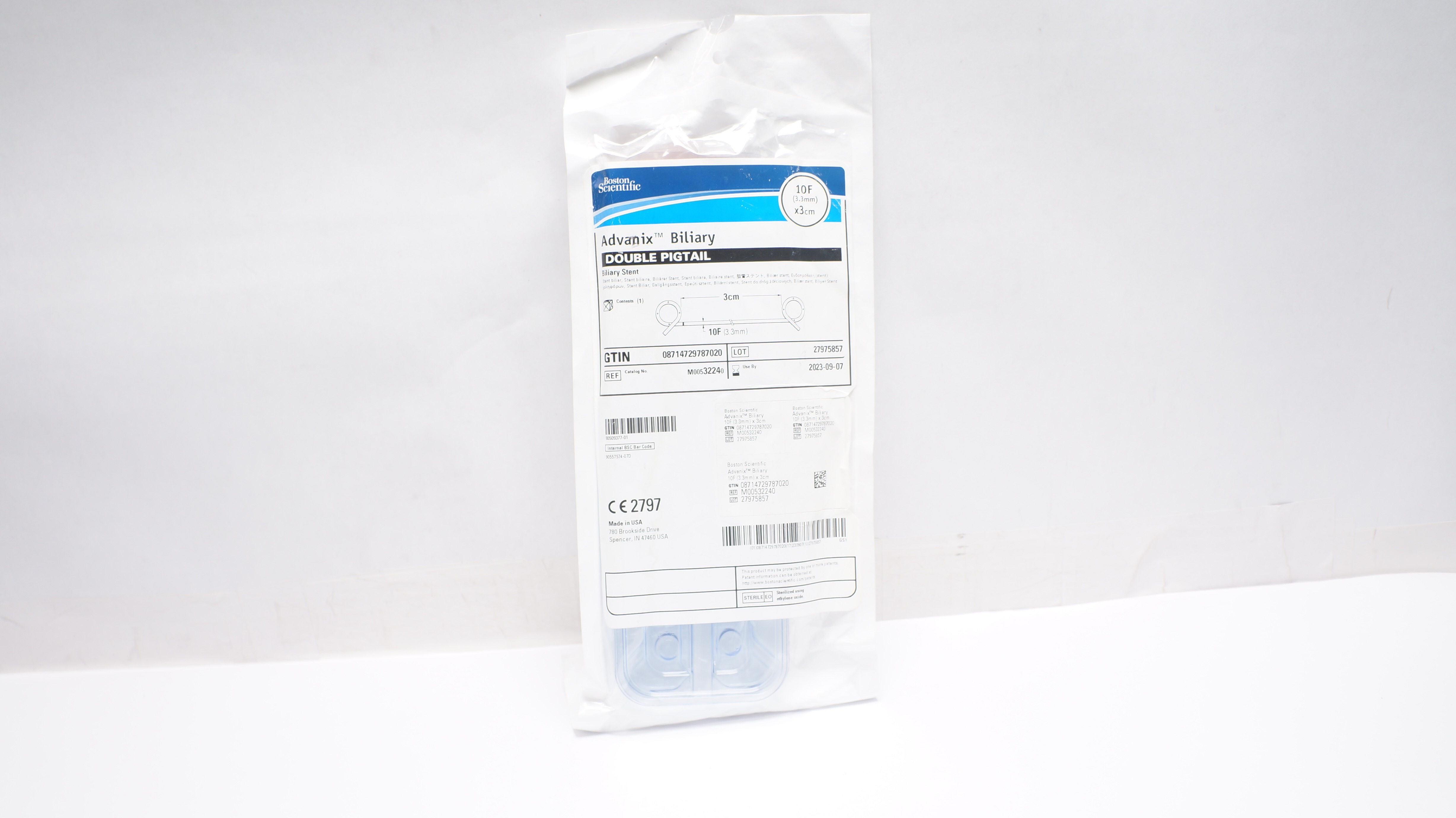 Boston Scientific M00532240 Advanix Double Pigtail Biliary Stnt 10F x 3cm (x)