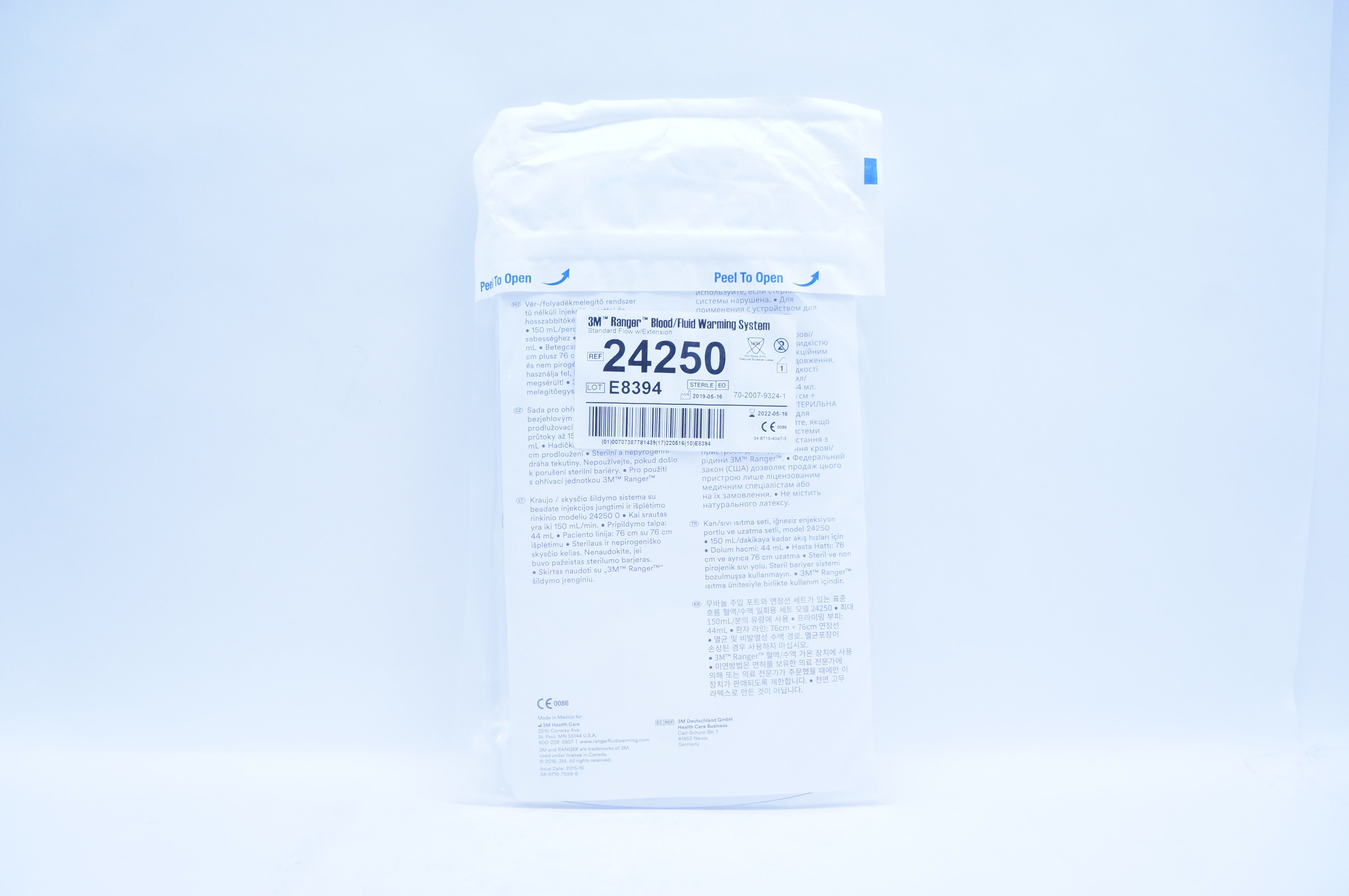 3M 24250 Ranger Blood/Fluid Warming System Standard Flow w/Extension (x)