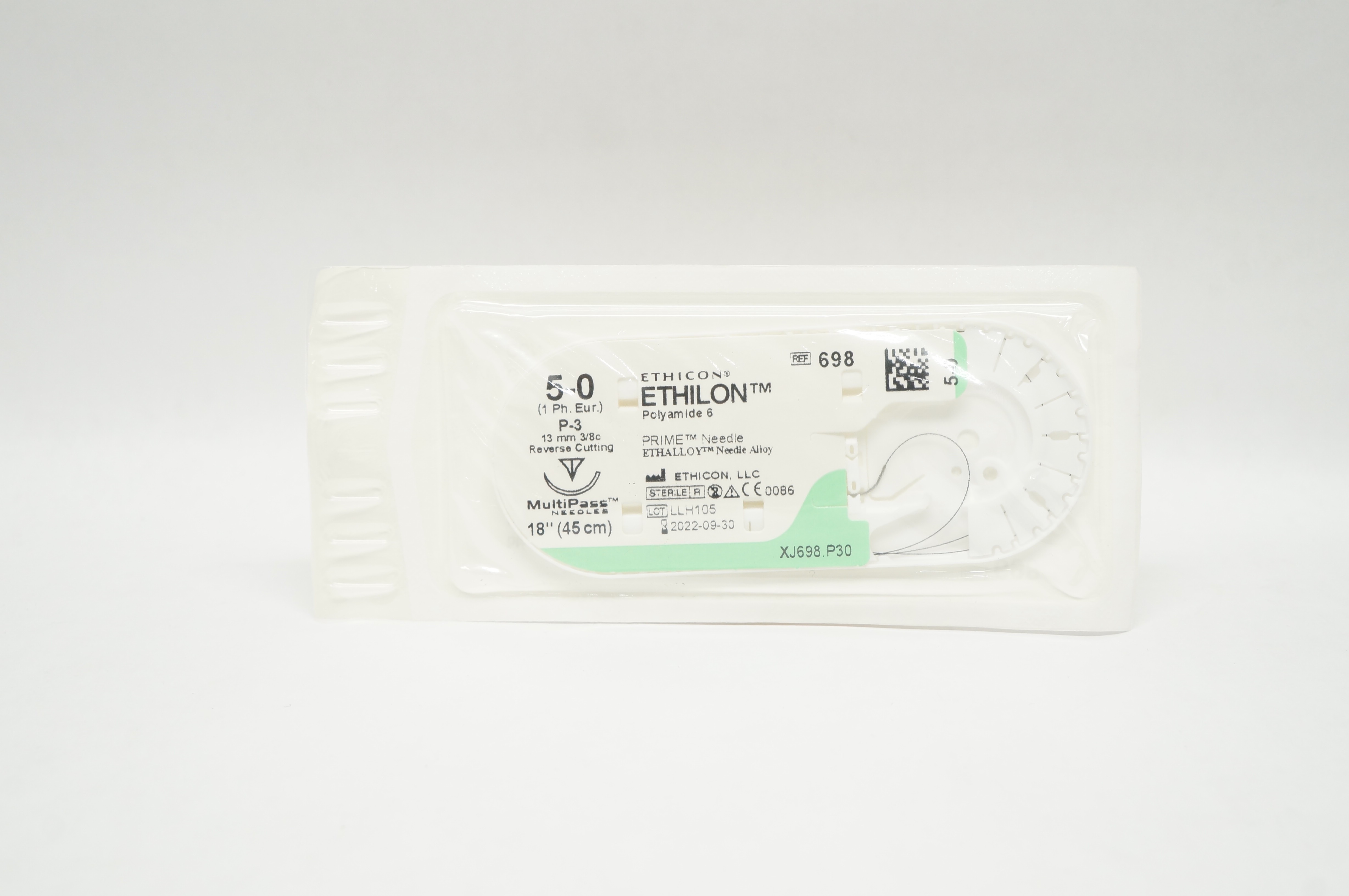 Ethicon 698 5-0 Ethilon Nylon Stre P-3 13mm 3/8c Reverse Cutting 18inch (x)