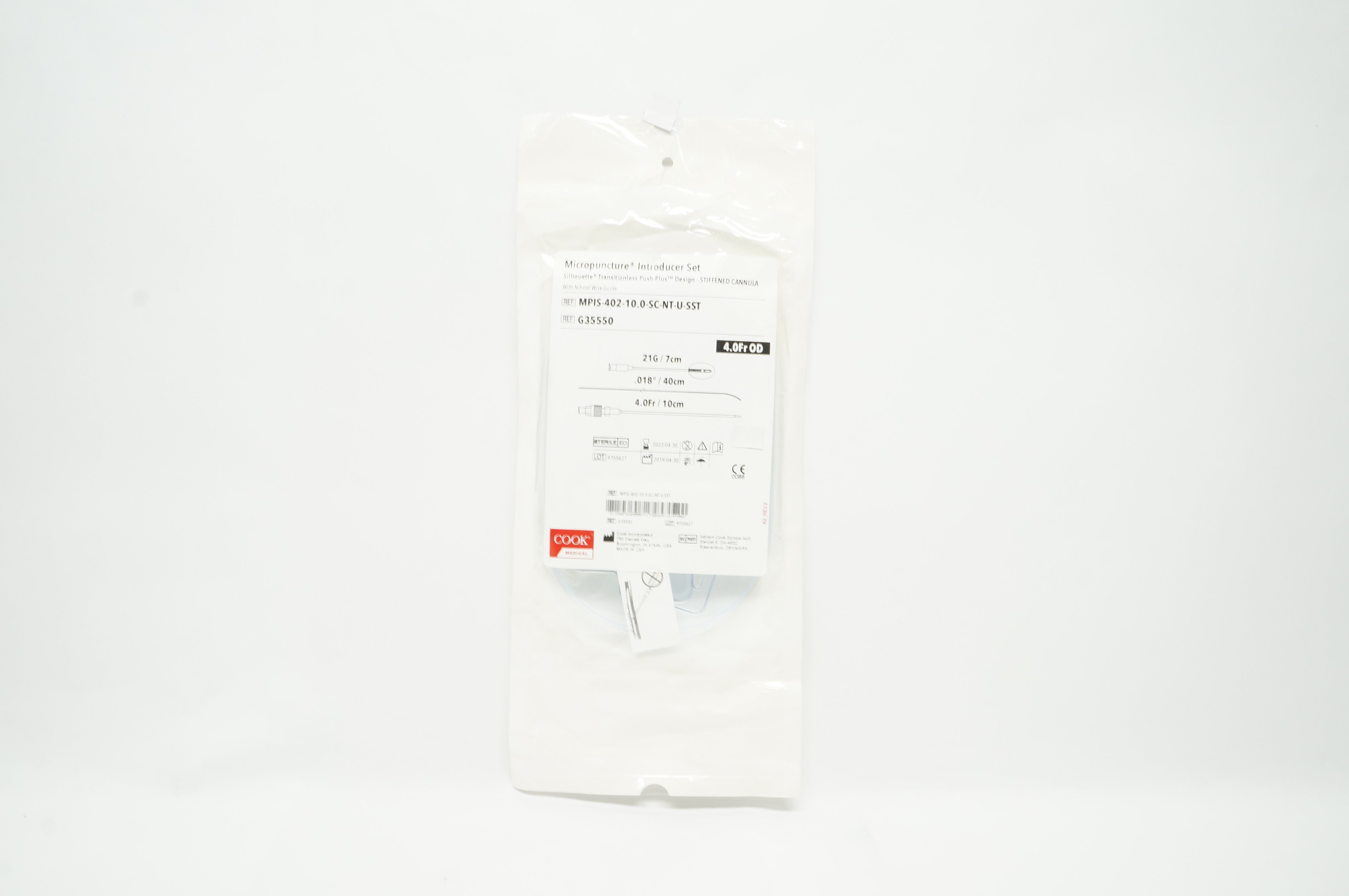 Cook Medical G35550 Micropuncture Introducer Set 4.0 Fr x 21G x .018inch