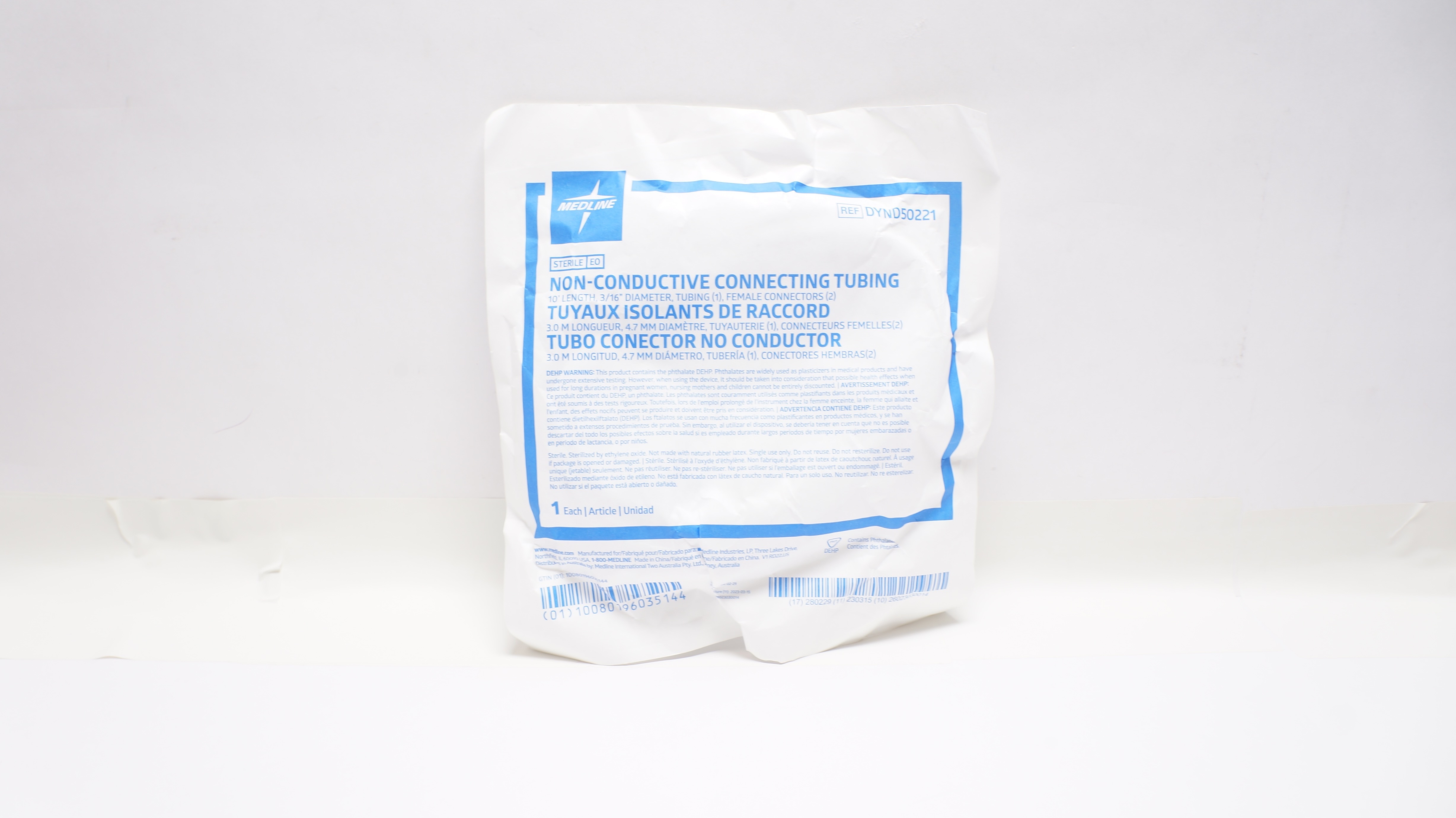 Medline DYND50221 Non-Conductive Connecting Tubing 10Ft Length Diam 3/16inch