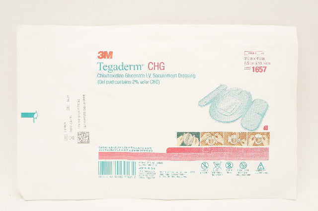 3M 1657 Tegaderm CHG I.V. Securement Dressing 3-1/2inch x 4-1/2inch (x)