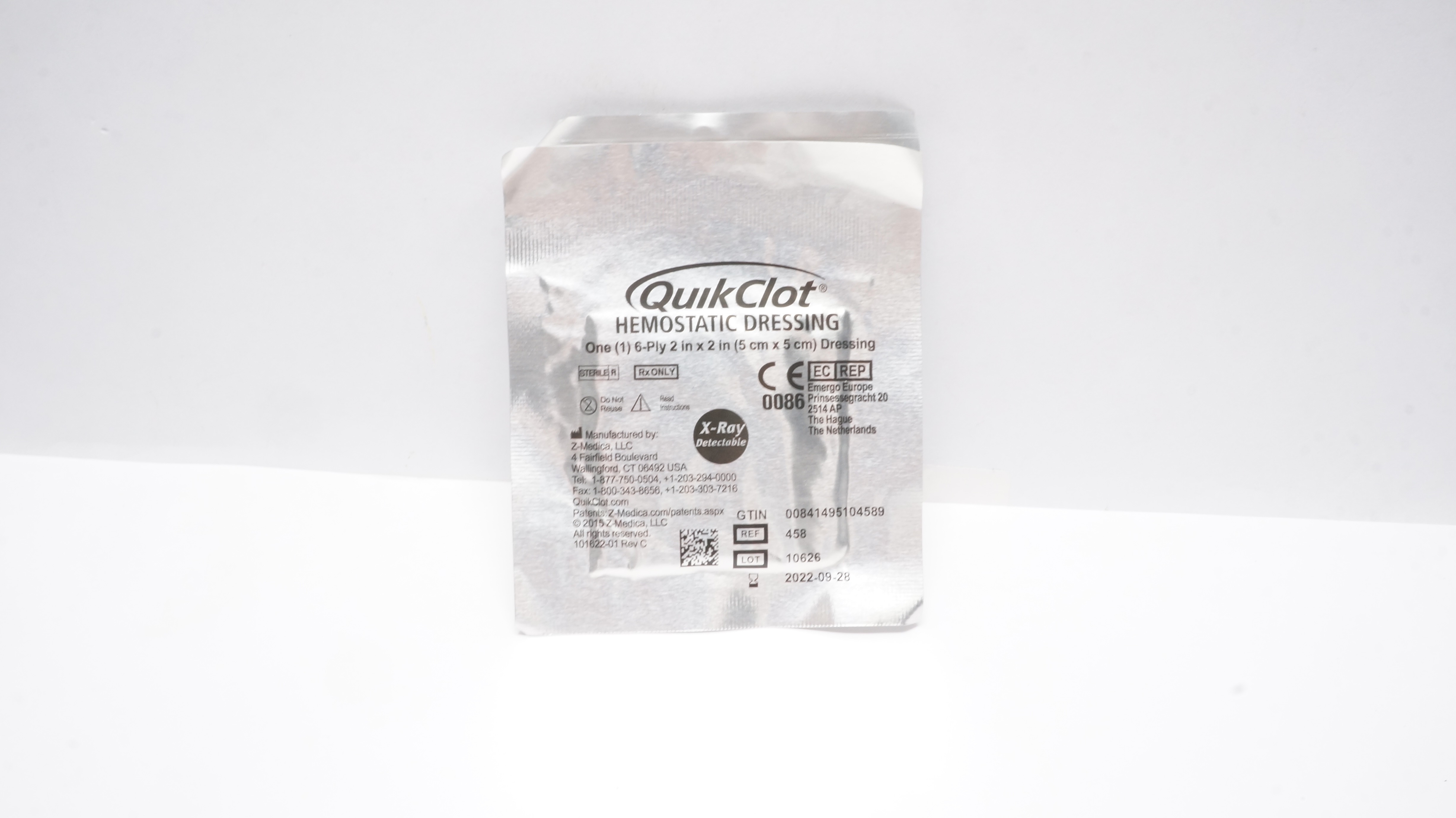 Z-Medica 458 QuickClot Hemostatic Dressing 6-Ply 2inch x 2inch (x)