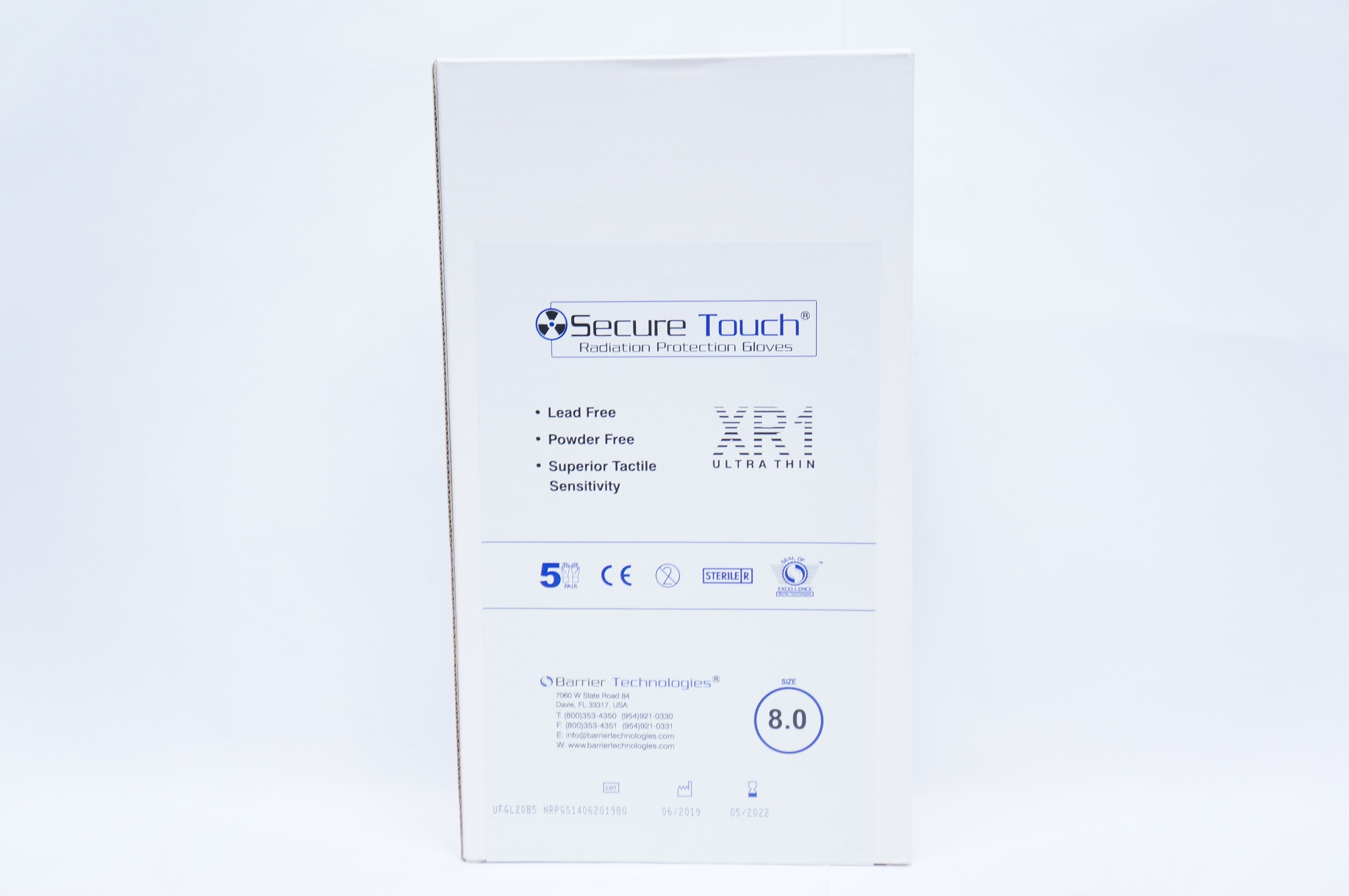 Barrier UFGL20B5 Radiation Protection Gloves XR1 Ultra Thin Size 8 -Box of 5