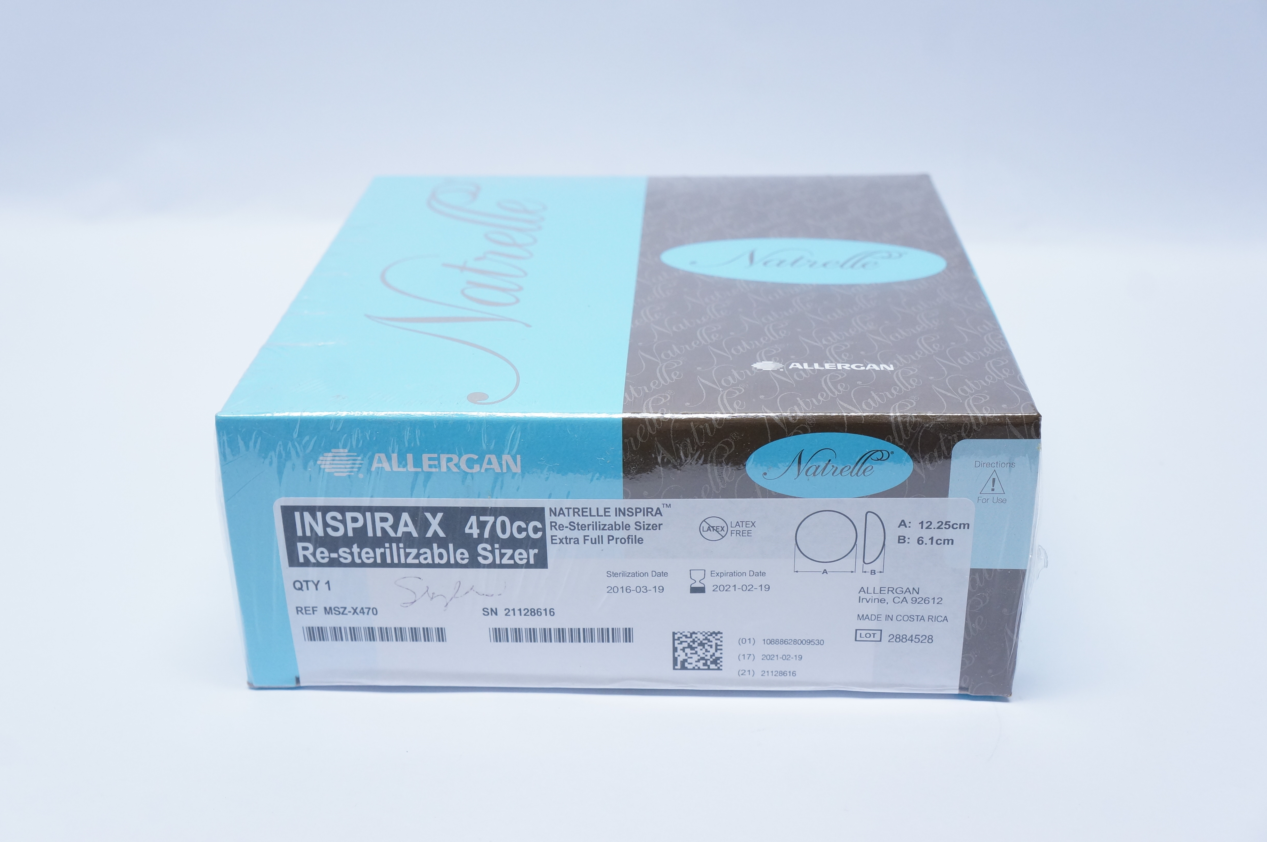 Allergan MSZ-X470 NATRELLE Inspira X Re-Sterilizable Sizer 470cc, 12.25cm x 6.1cm