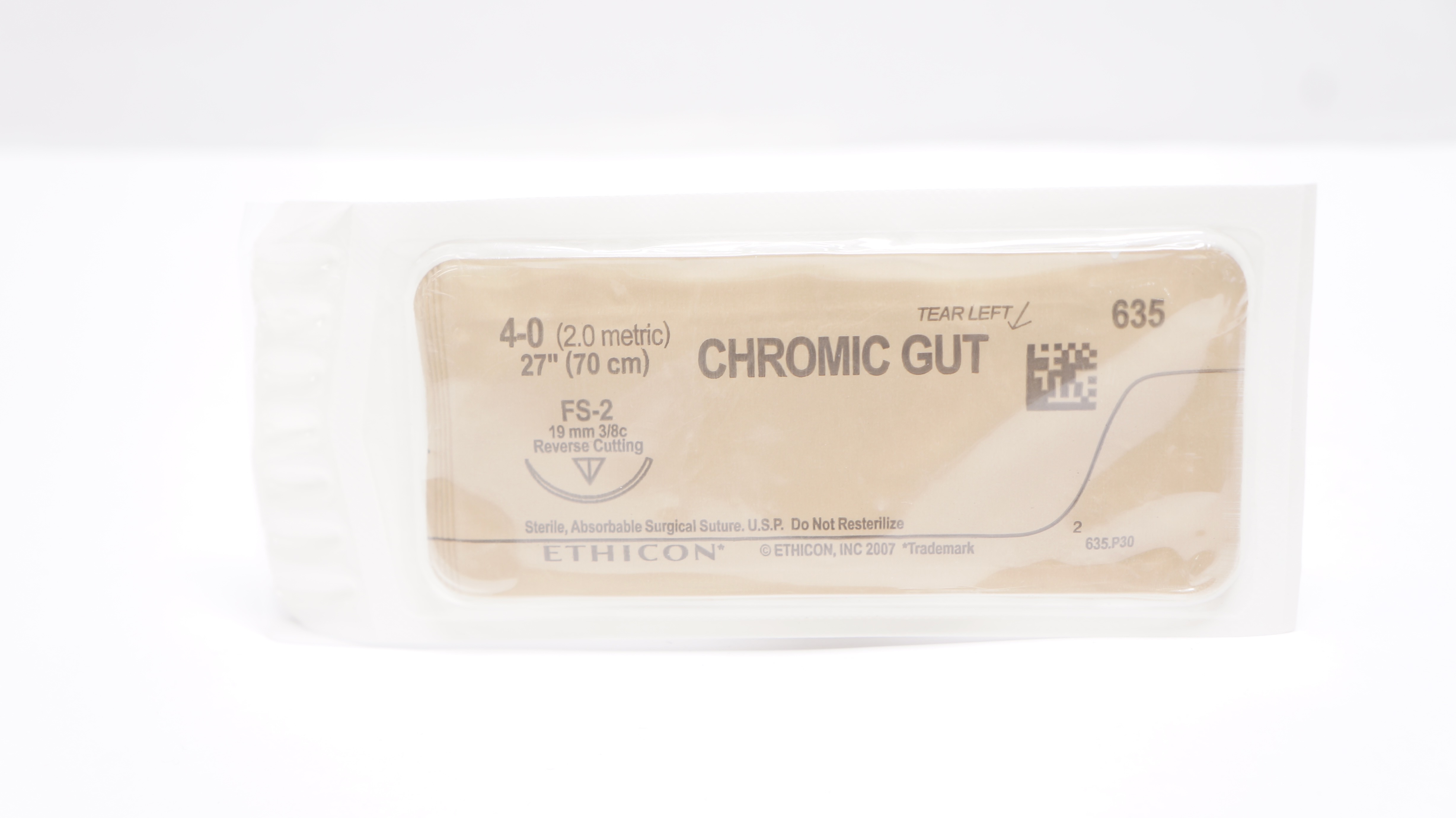 Ethicon 635 4-0 CHROMIC GUT Stre FS-2 19mm 3/8c Reverse Cutting 27inch (x)