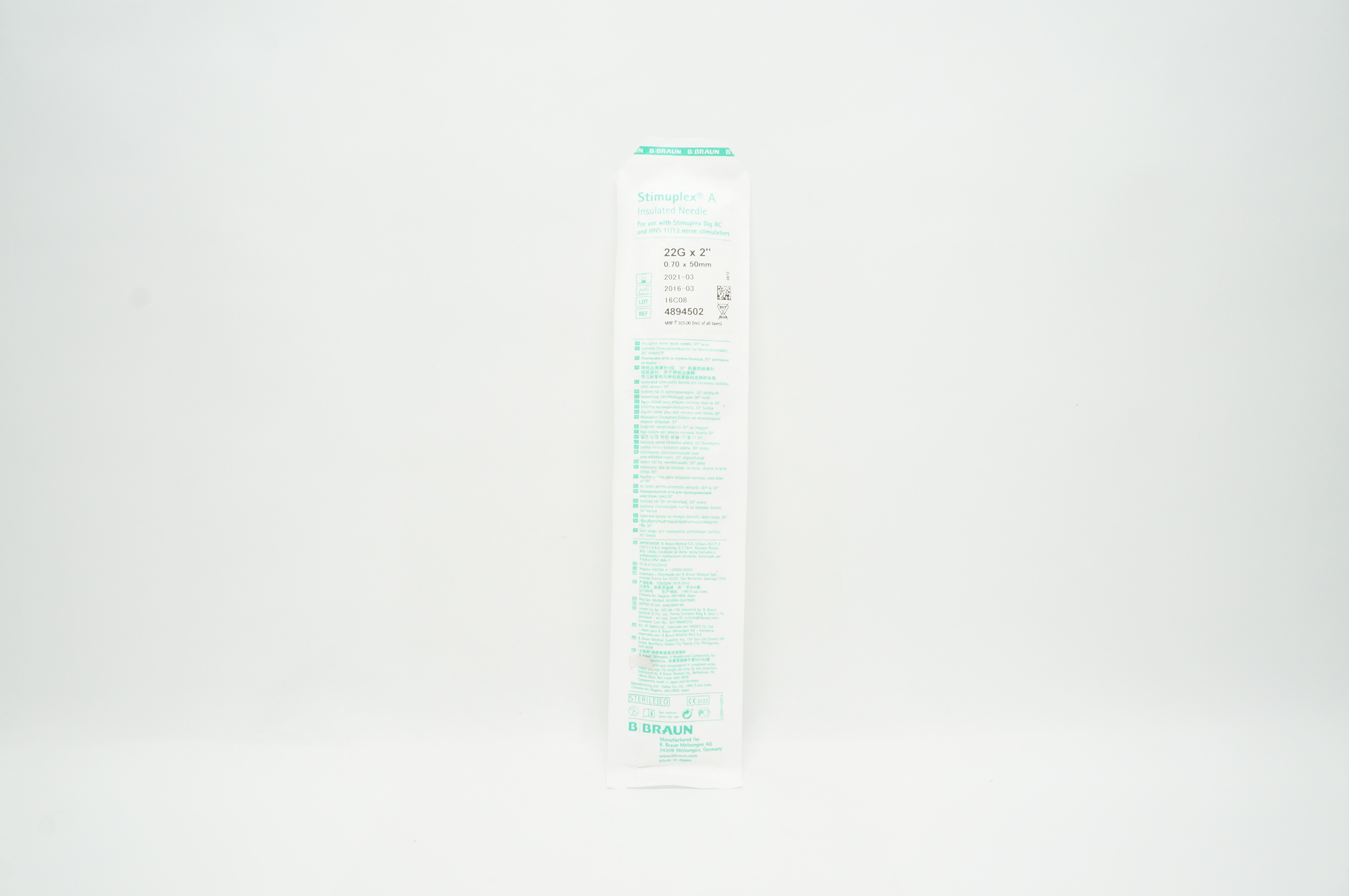 Braun 4894502 Stimuplex A Insulated Ndle 22G x 2inch (x)