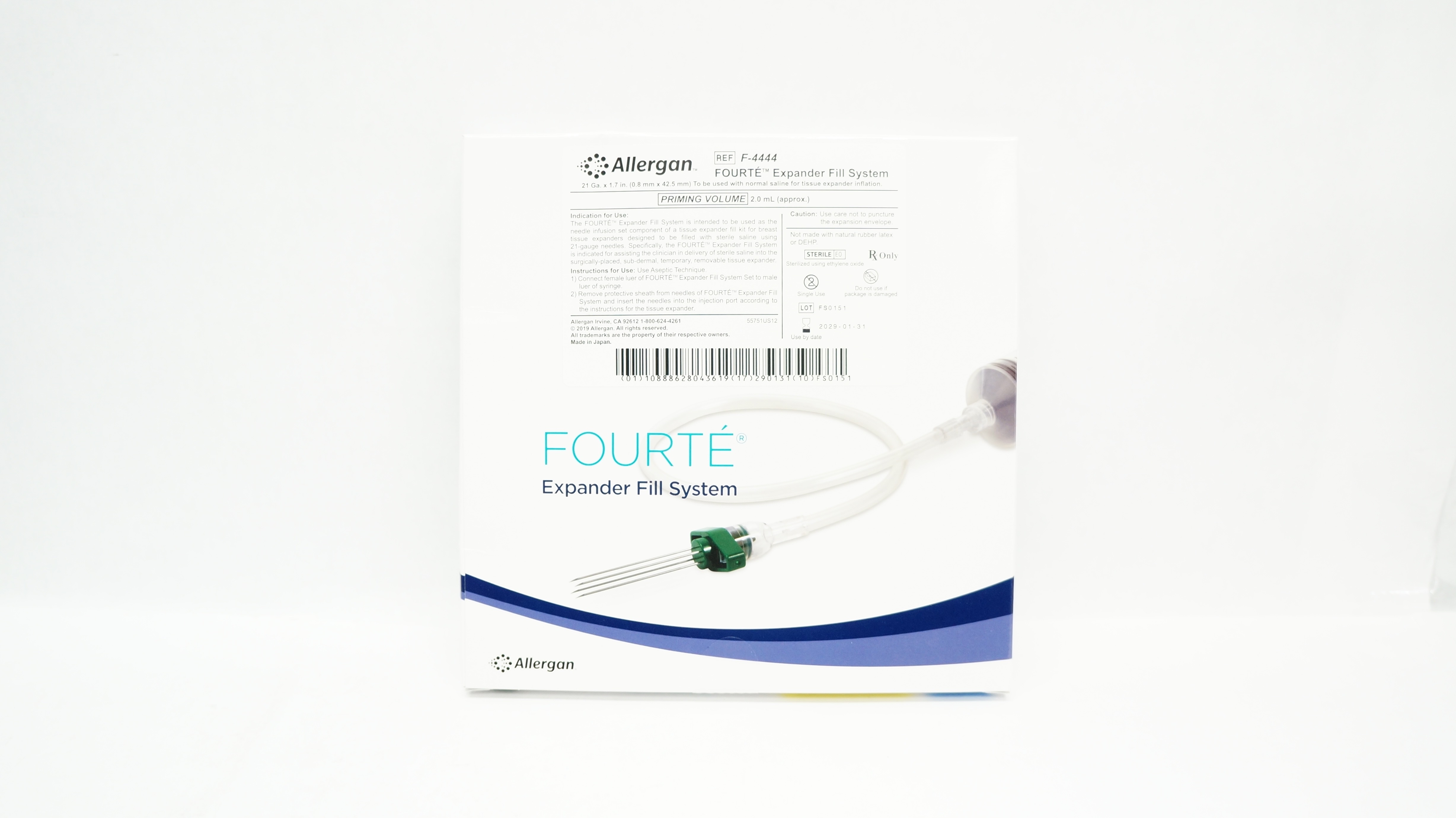 Allergan F-4444 Fourte Expander Fill System 21 Ga x 1.7 inch Priming Vol. 2.0mL