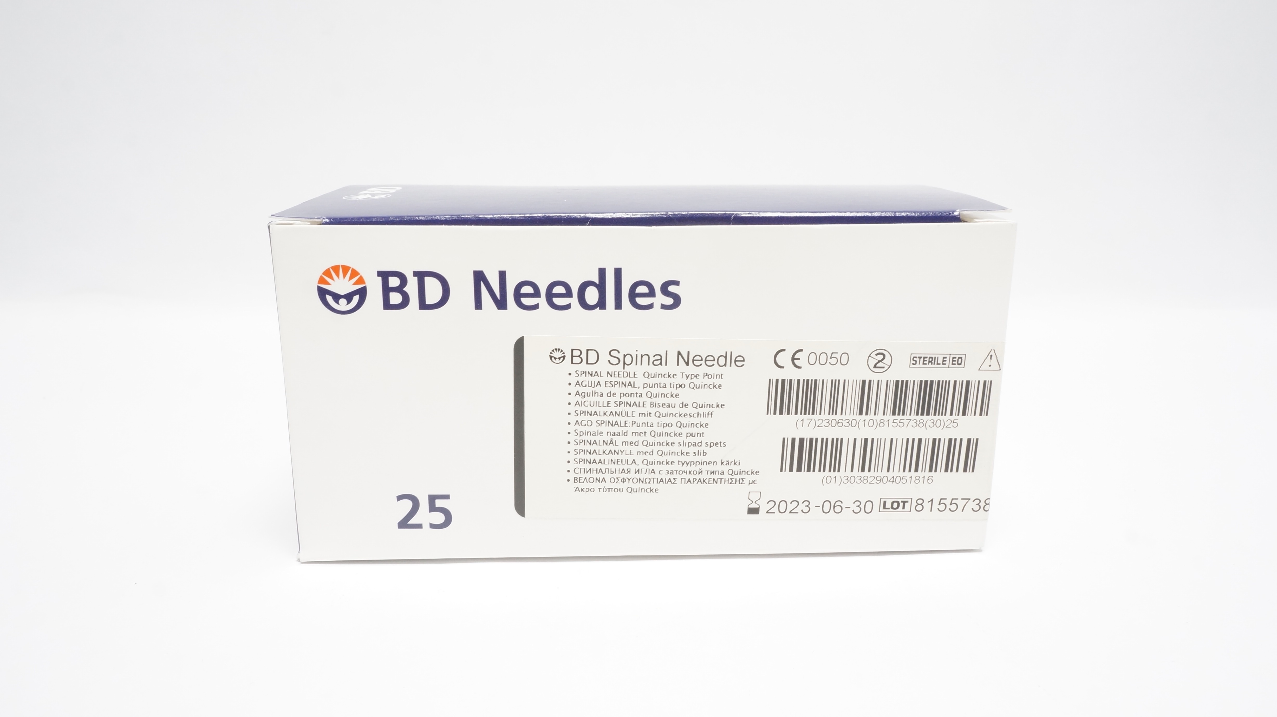 BD 405181 Spinal Ndle Quincke Type Point 22G x 3.50inch - Box of 25 (x)