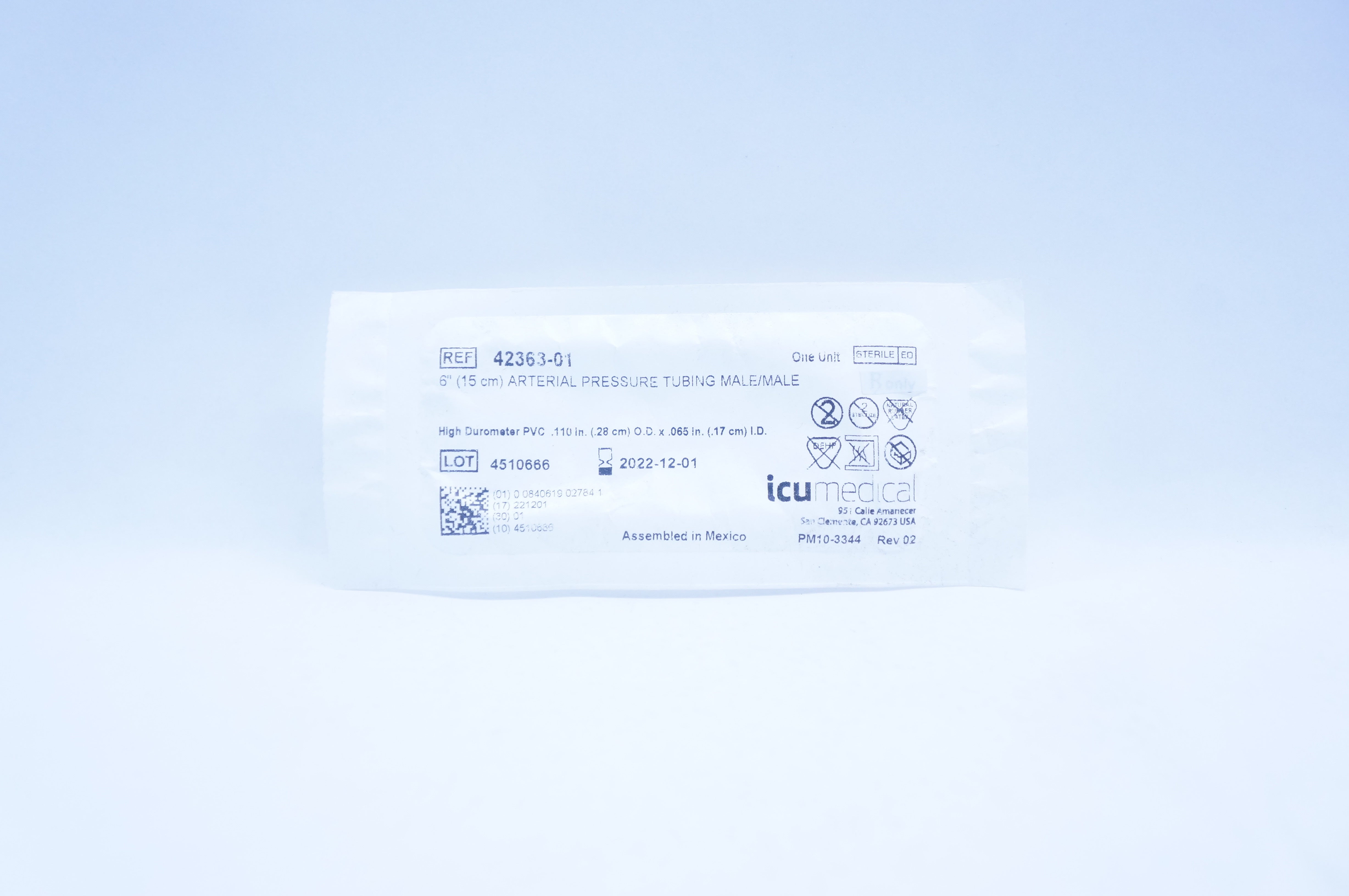 ICU Medical 42363-01 Arterial Pressure Tubing Male/Male 6 inch