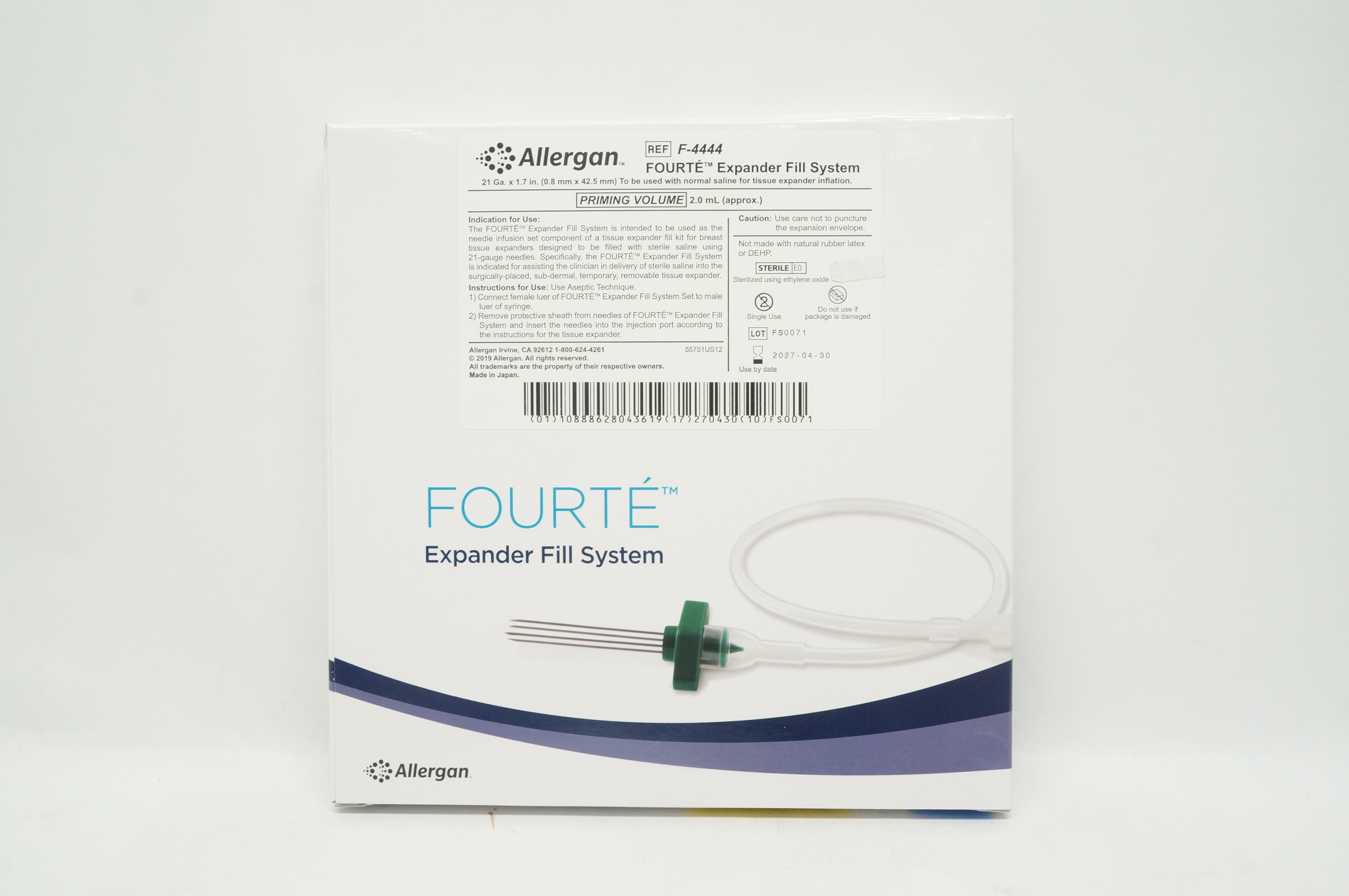 Allergan F-4444 Fourte Expander Fill System 21 Ga x 1.7 inch Priming Vol. 2.0mL