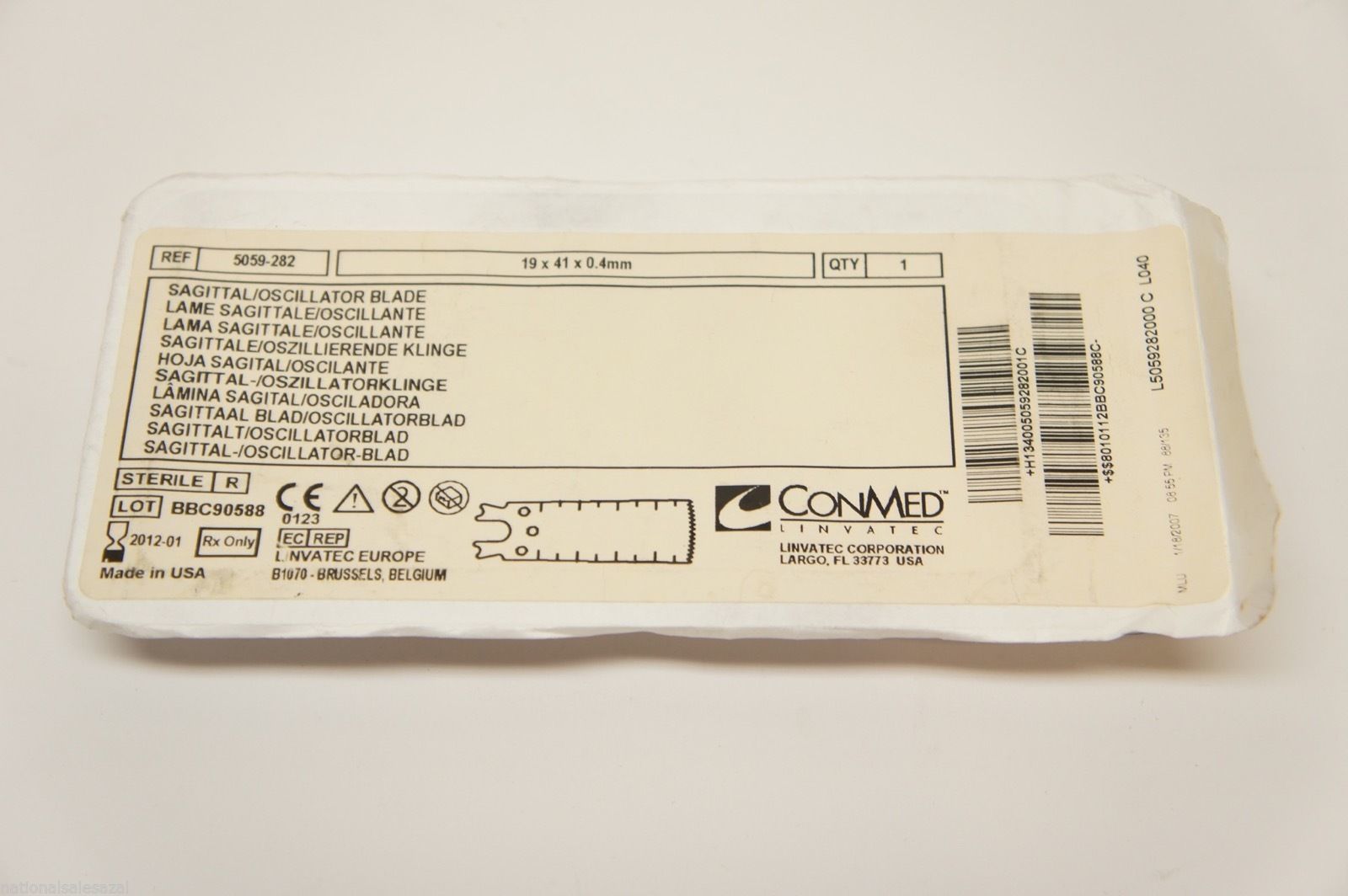 5059-282 ~ ConMed Sagittal Oscillator Blade 19 x 41 x 0.4mm (x)