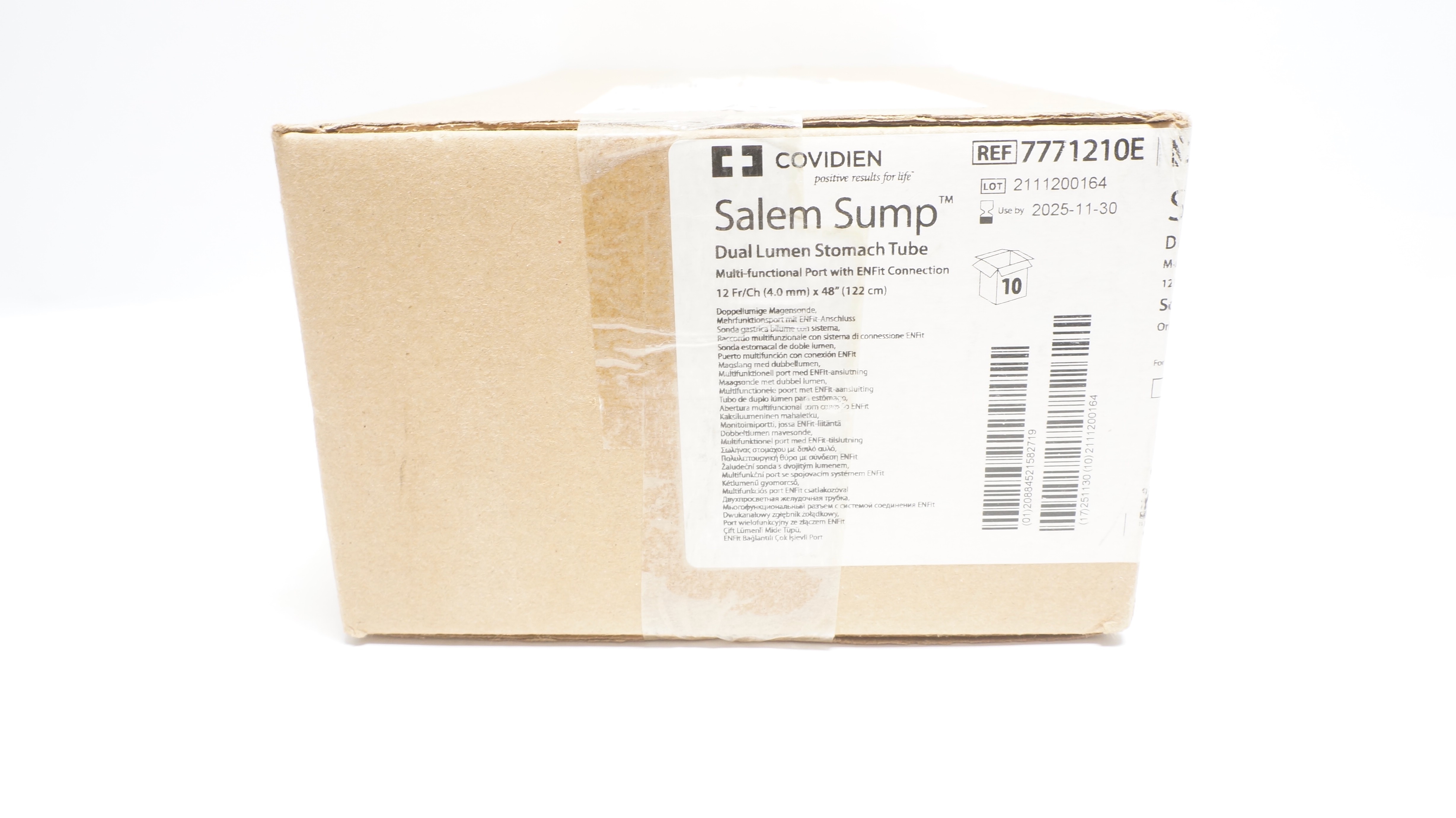 Covidien 7771210E Salem Sump Dual Lumen Stomach Tube 12Fr/Ch x 48in(x)-Box of 10