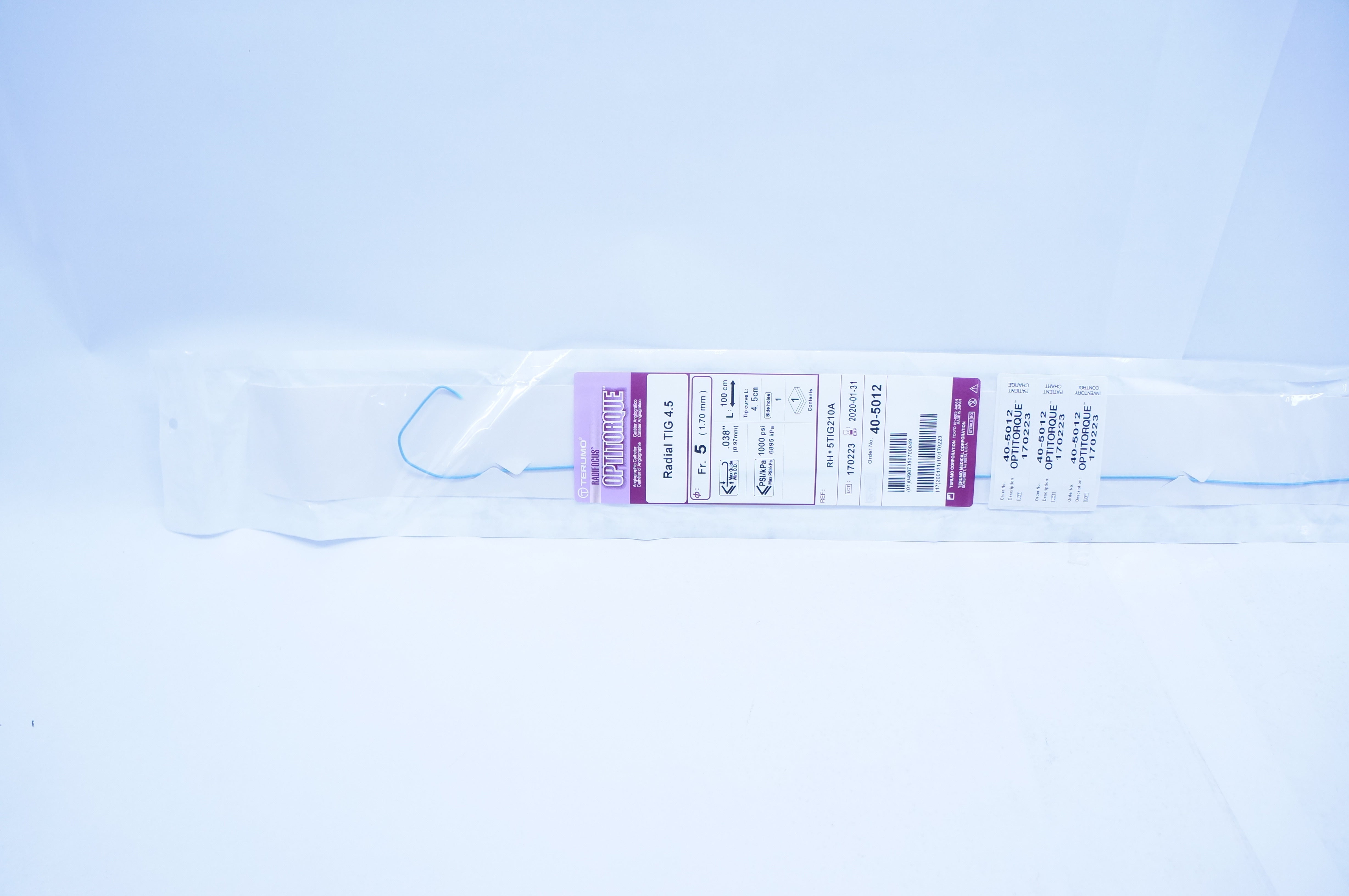 Terumo RH*5TIG210A Radifocus Optitorque Angiographic Cath. 5Fr x 100cm (x)