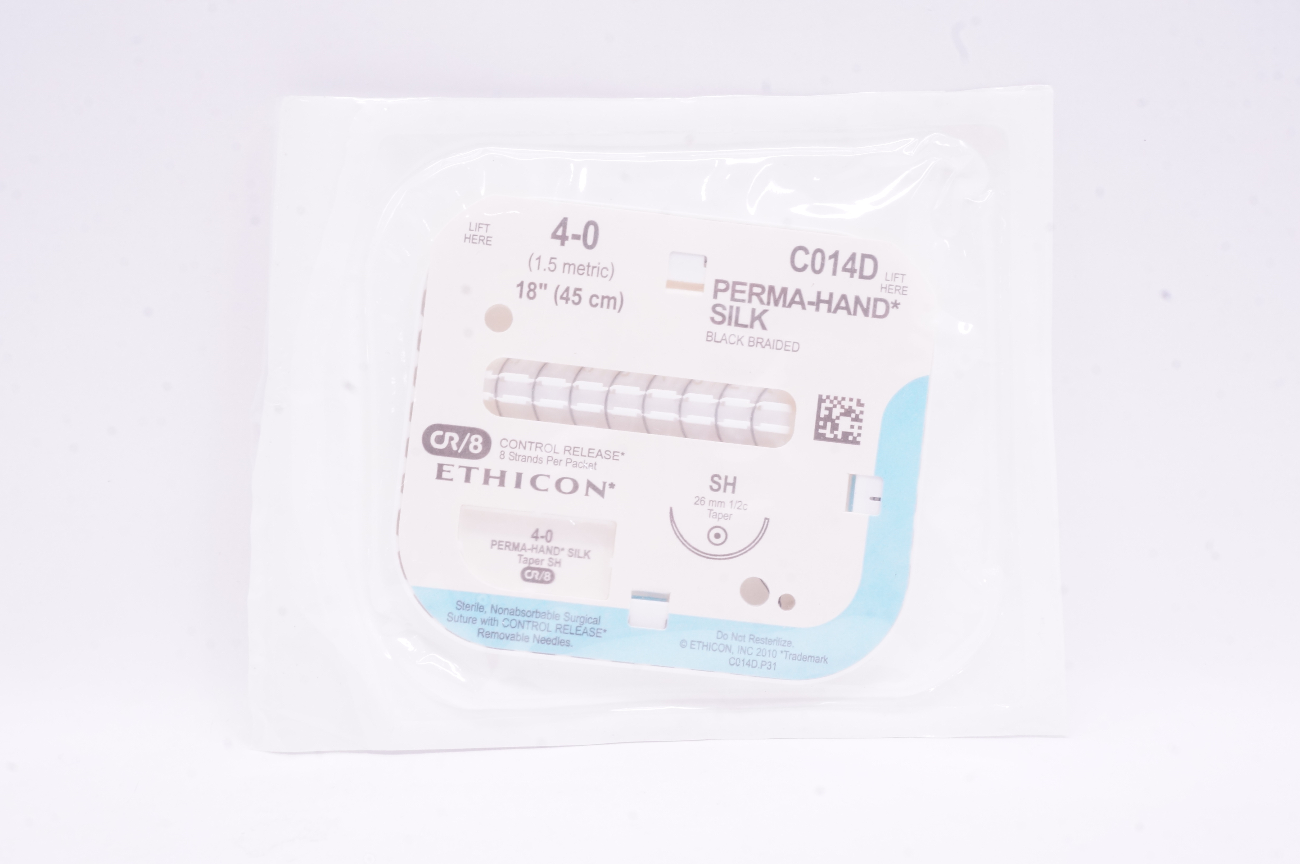 Ethicon C014D 4-0 Perma-Hand Silk Surgical Stre SH 26mm 1/2c Taper, 18 inch CR/8