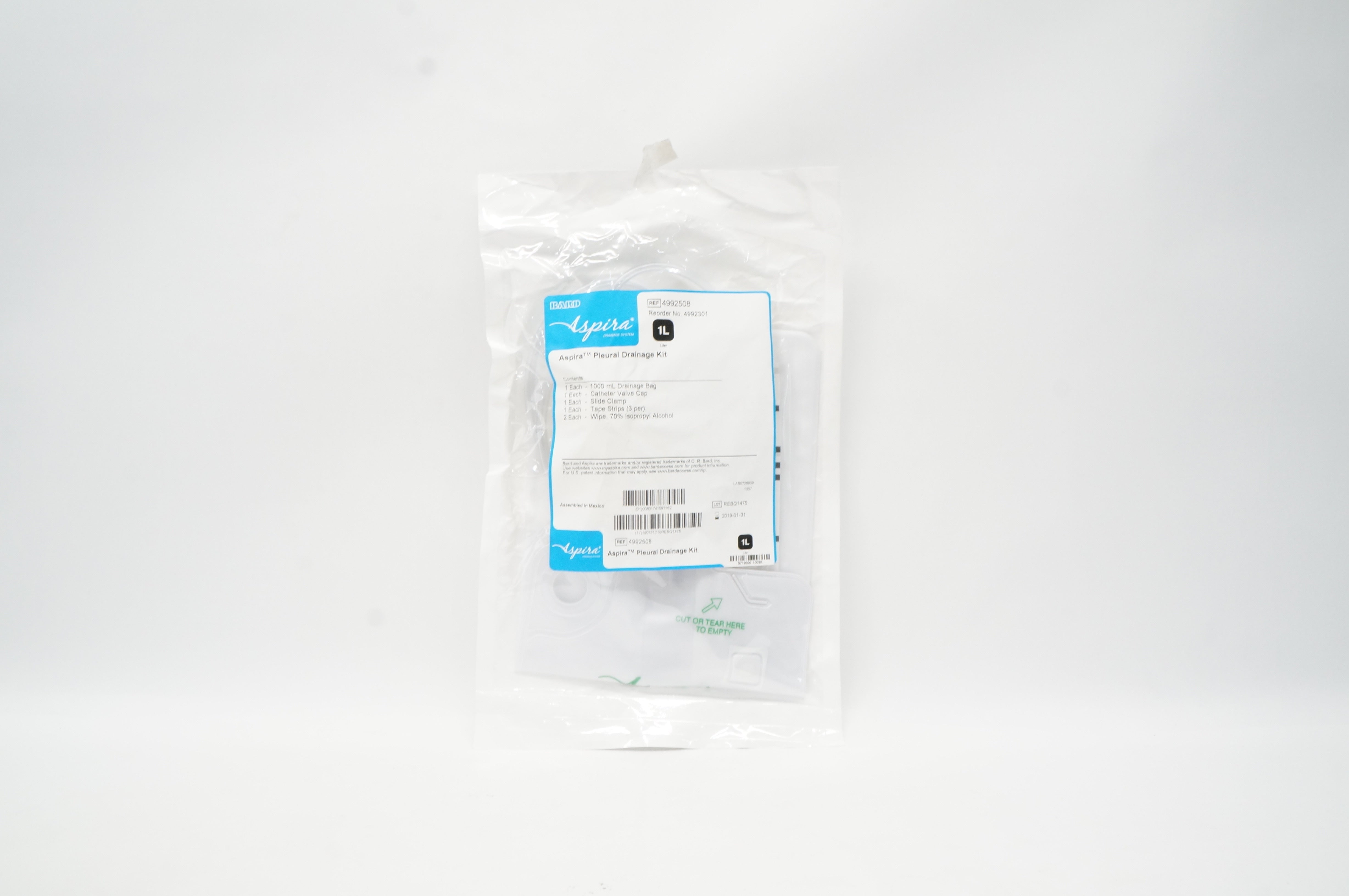 Bard 4992508/4992301 Aspira Pleural Drainage Kit 1L (x)
