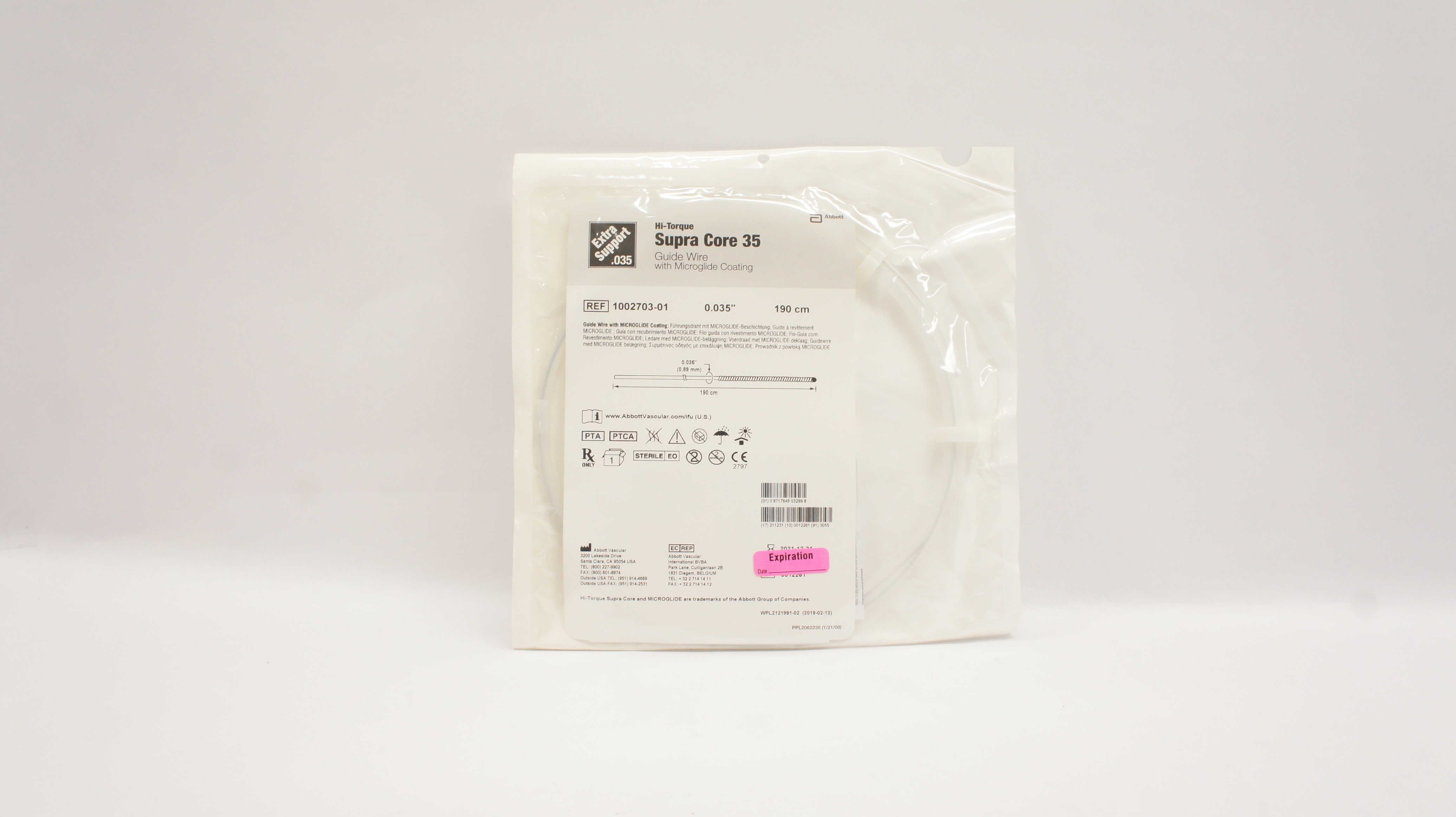 Abbott 1002703-01 Hi-Torque Supra Core 35 Guide Wire 0.035in. x 190cm (x)