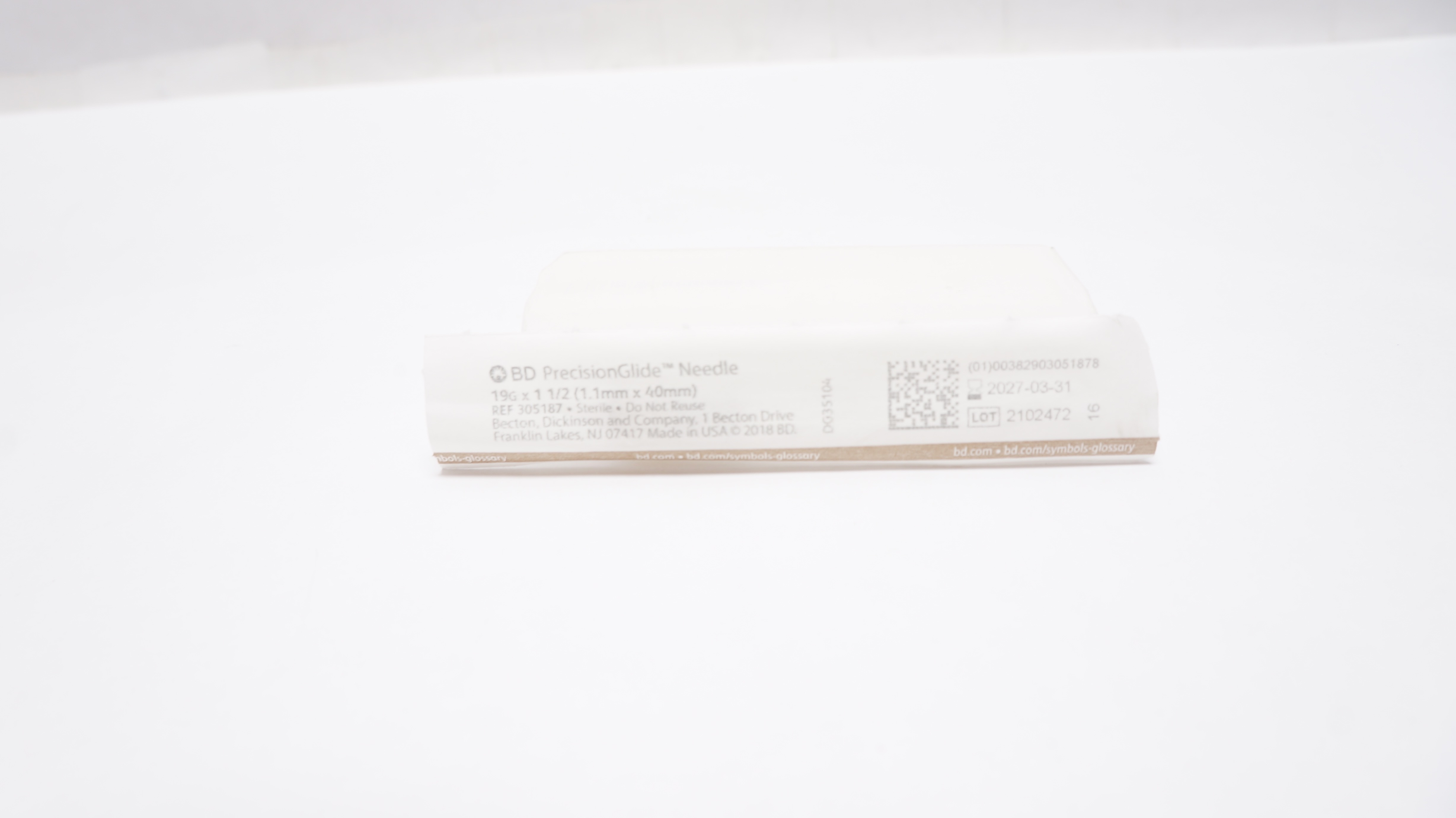 BD 305187 PrecisionGlide Ndle 19G x 1-1/2 inch