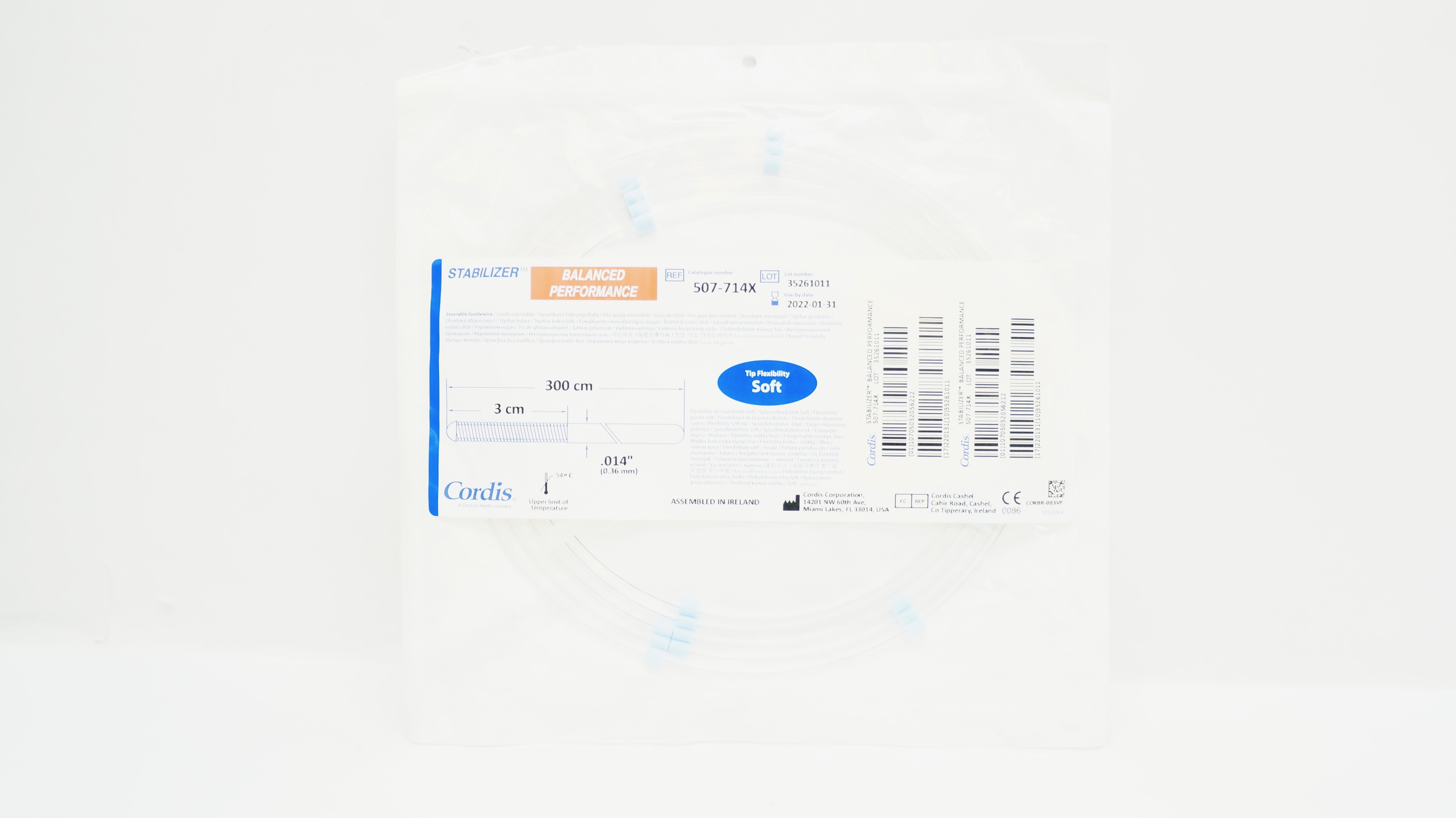 Cordis 507-714X  Steerble Guidewire 0.014inch x 300cm (x)