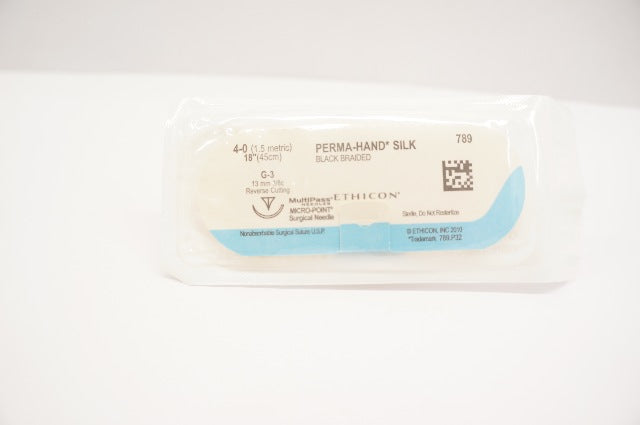 Ethicon 789 4-0 Perma-Hand Silk Stre G-3 13mm 3/8c Reverse Cutting, 18inch (x)