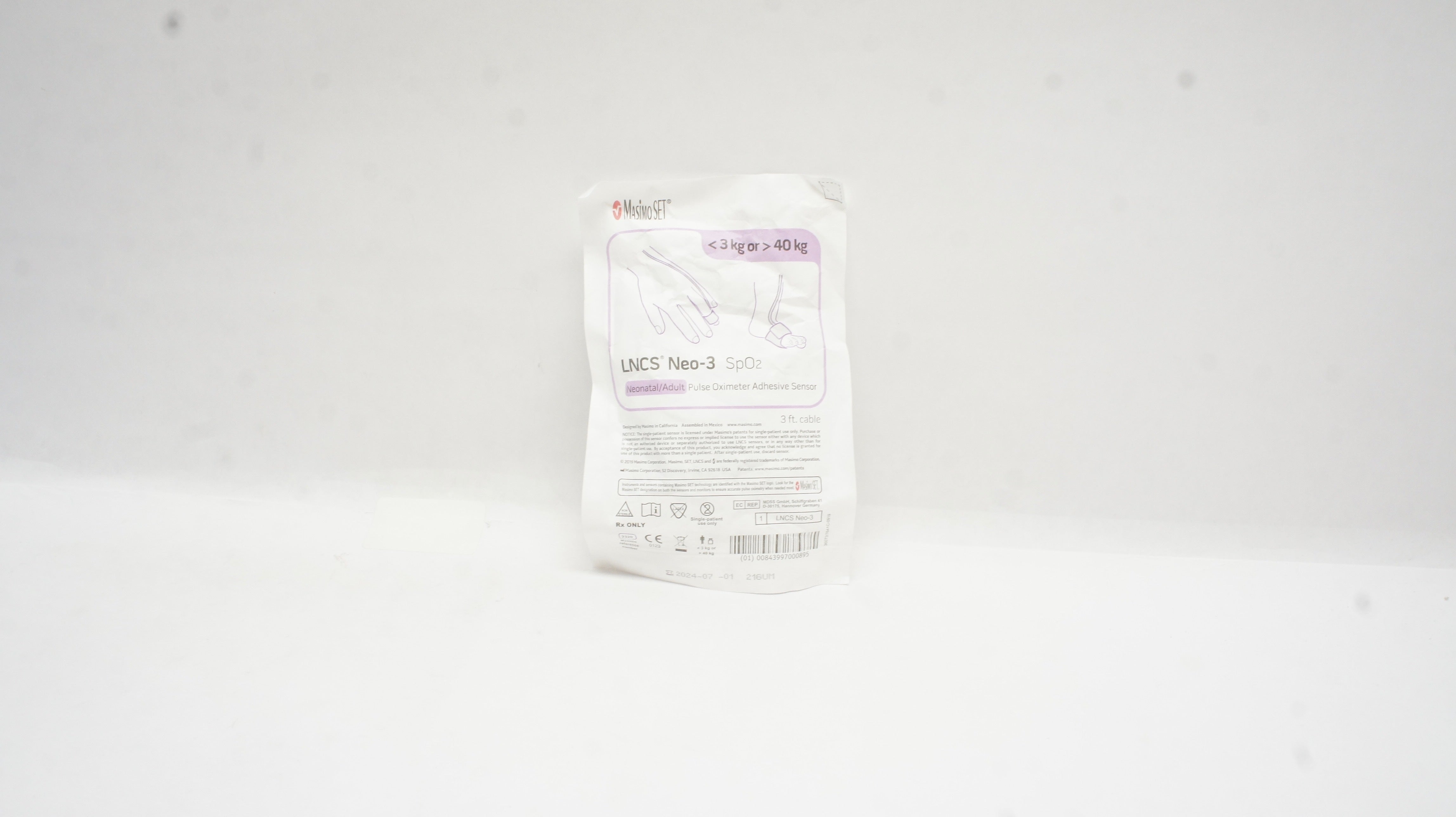 MasimoSet 2320 LNCS Neo-3 SpO2 Pulse Oximeter Adhesive Sensor <3 or >40kg