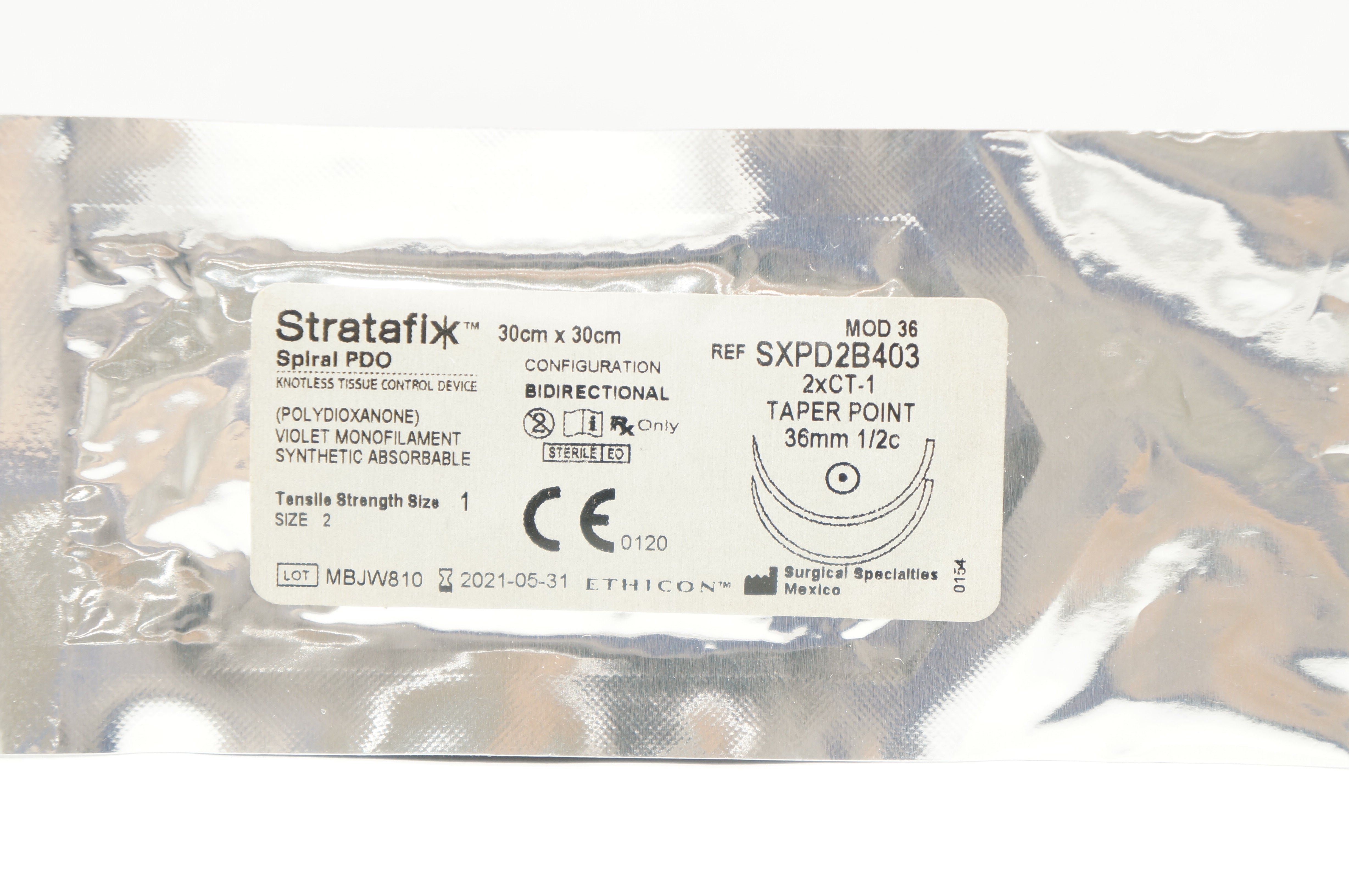 Surgical Speclalties SXPD2B403 Stratafix 2xCT-1 Taper Point 36mm 1/2c 30x30cm(x)