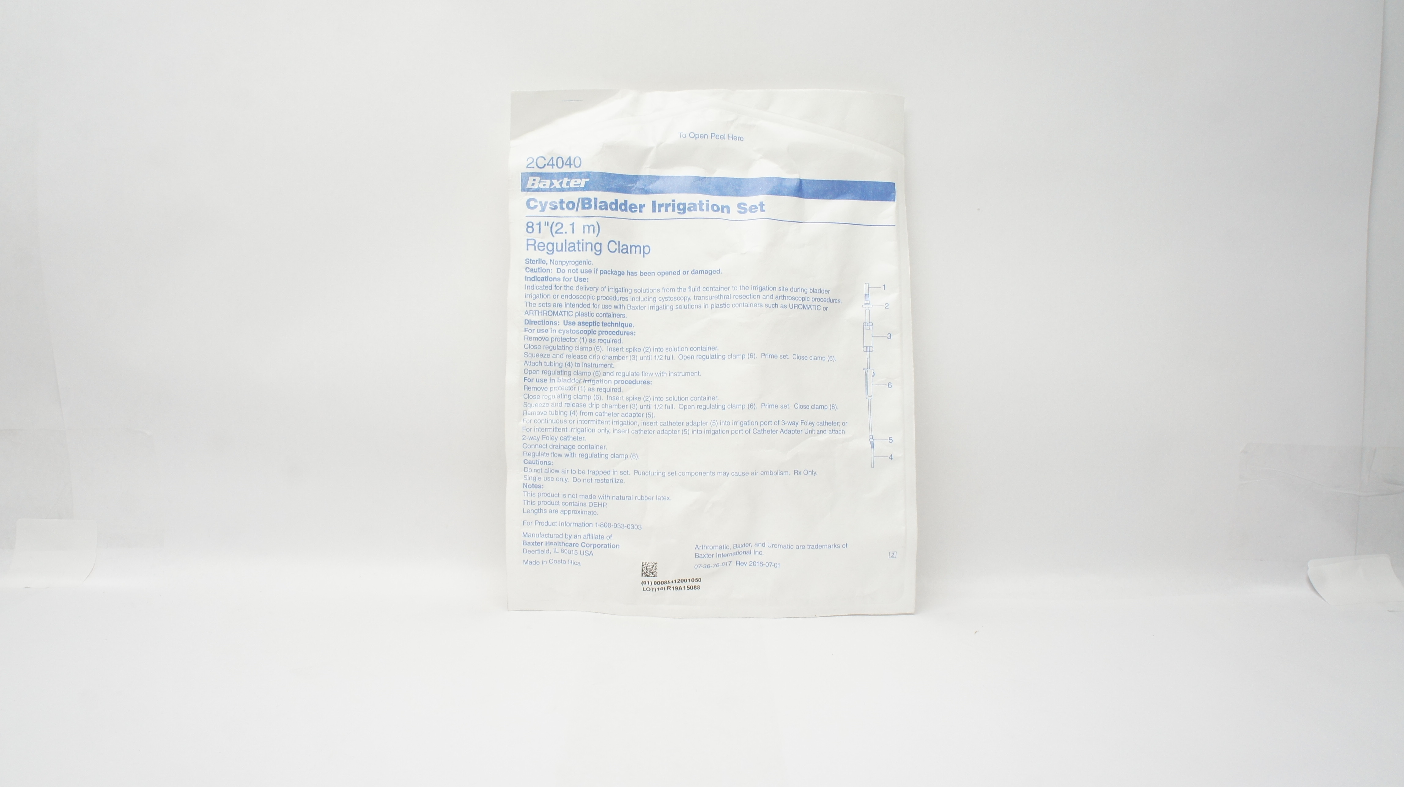 Baxter 2C4040 Cysto/Bladder Irrigation Set, Regulating Clamp, 81 inch