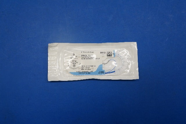 Ethicon 8412 0 PROLENE, CT-2 26mm 1/2c Taper, Blue Monofilament, 30