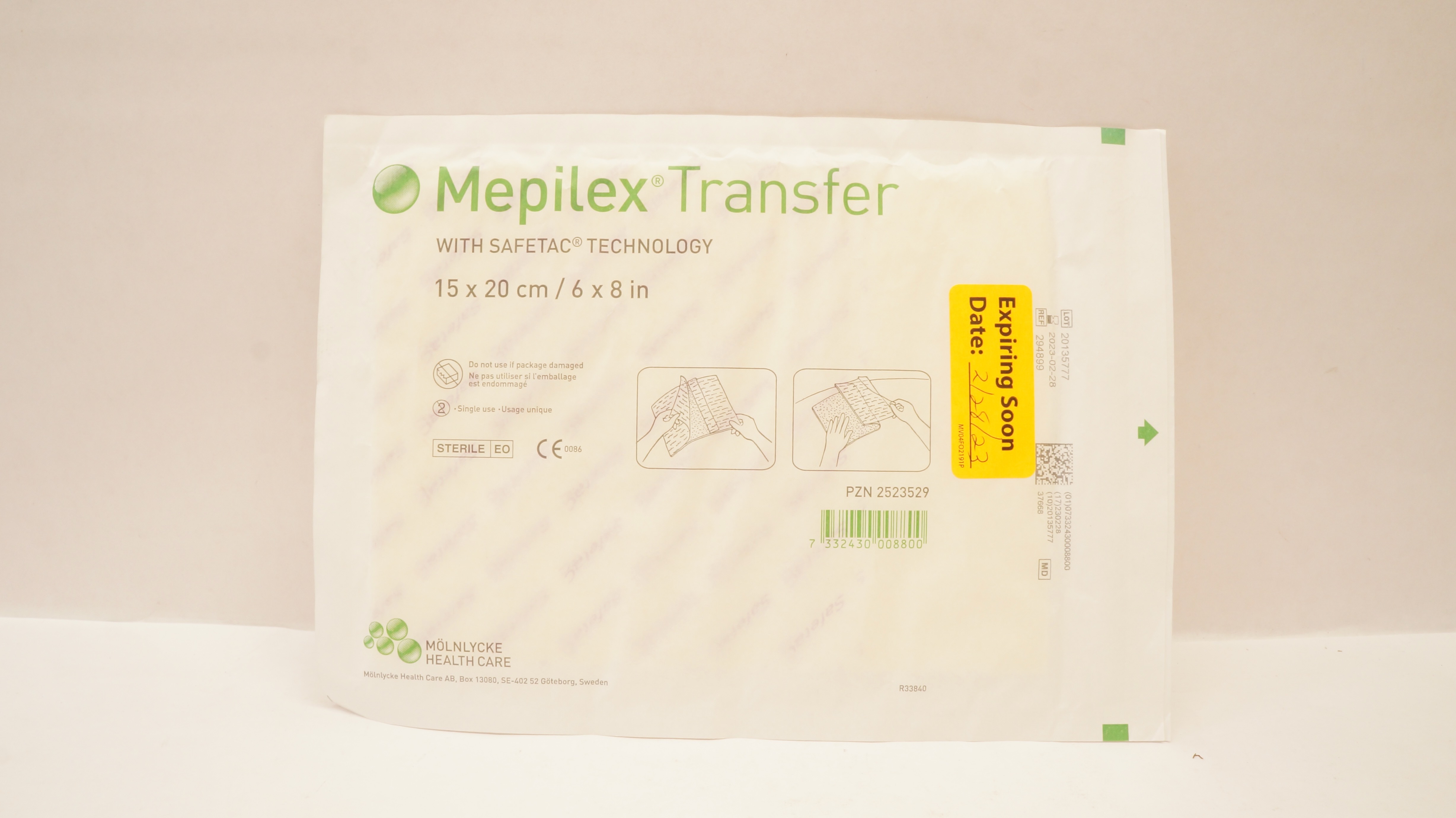 Molnlycke 294899 Mepilex Transfer Soft Silicone Exudate Dressing 6 x 8 inch (x)