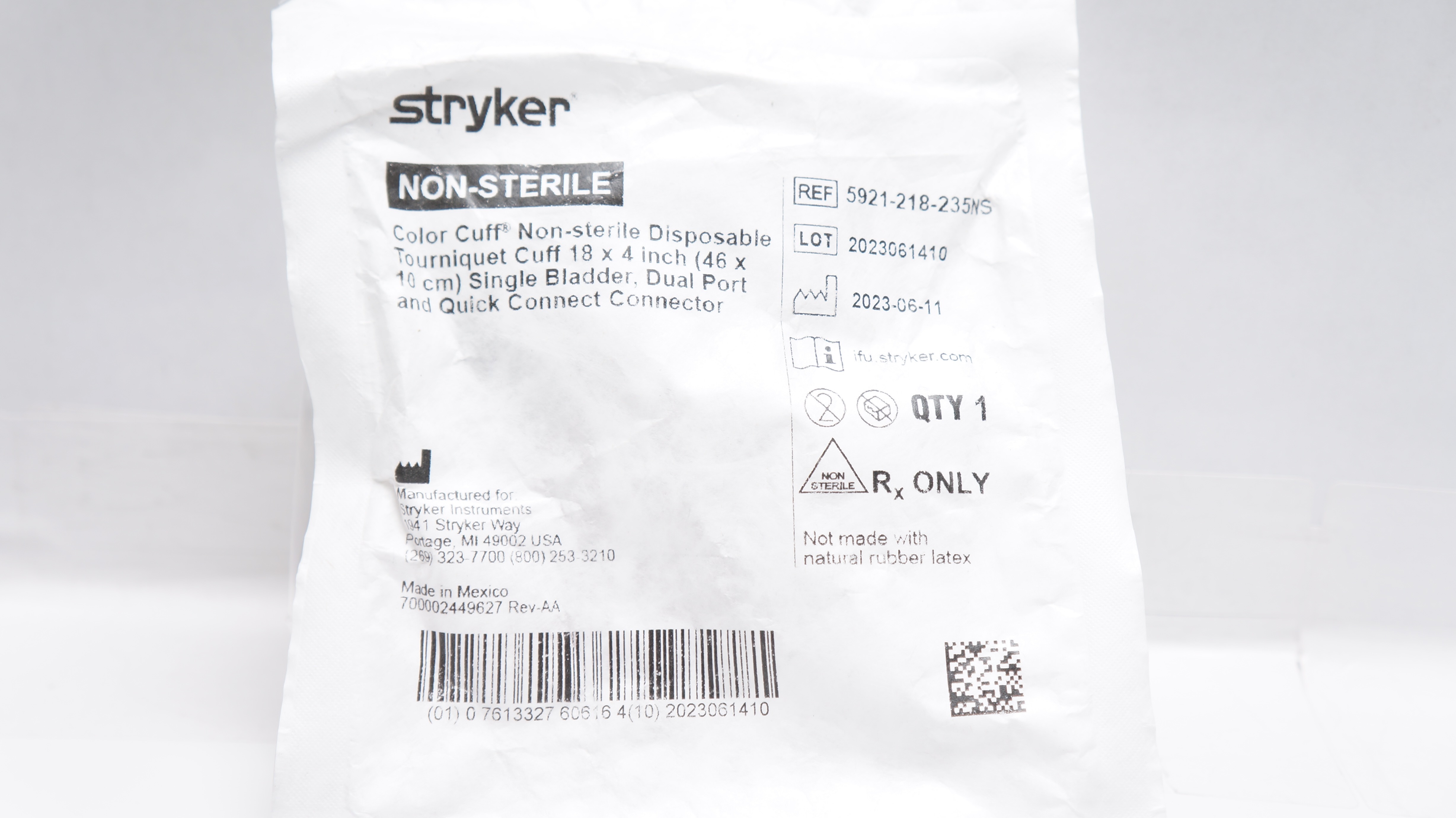 Stryker 5921-218-235NS Color Cuff Disposable Tourniquet Cuff 34 x 4inch Bladder