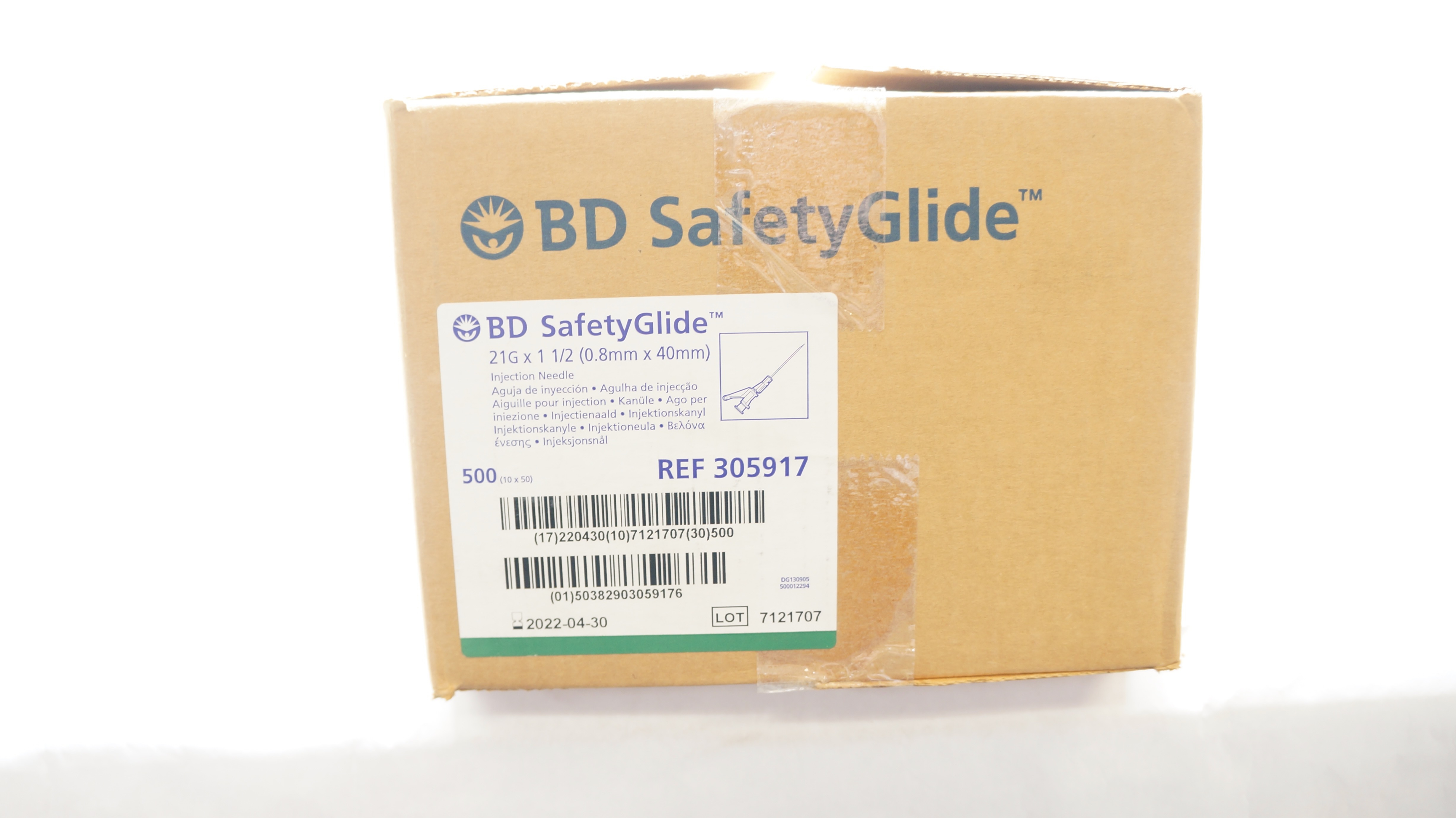 BD 305917 SafetyGlide Injection Ndle 21G x 1 1/2 TW (x) - Box of 500