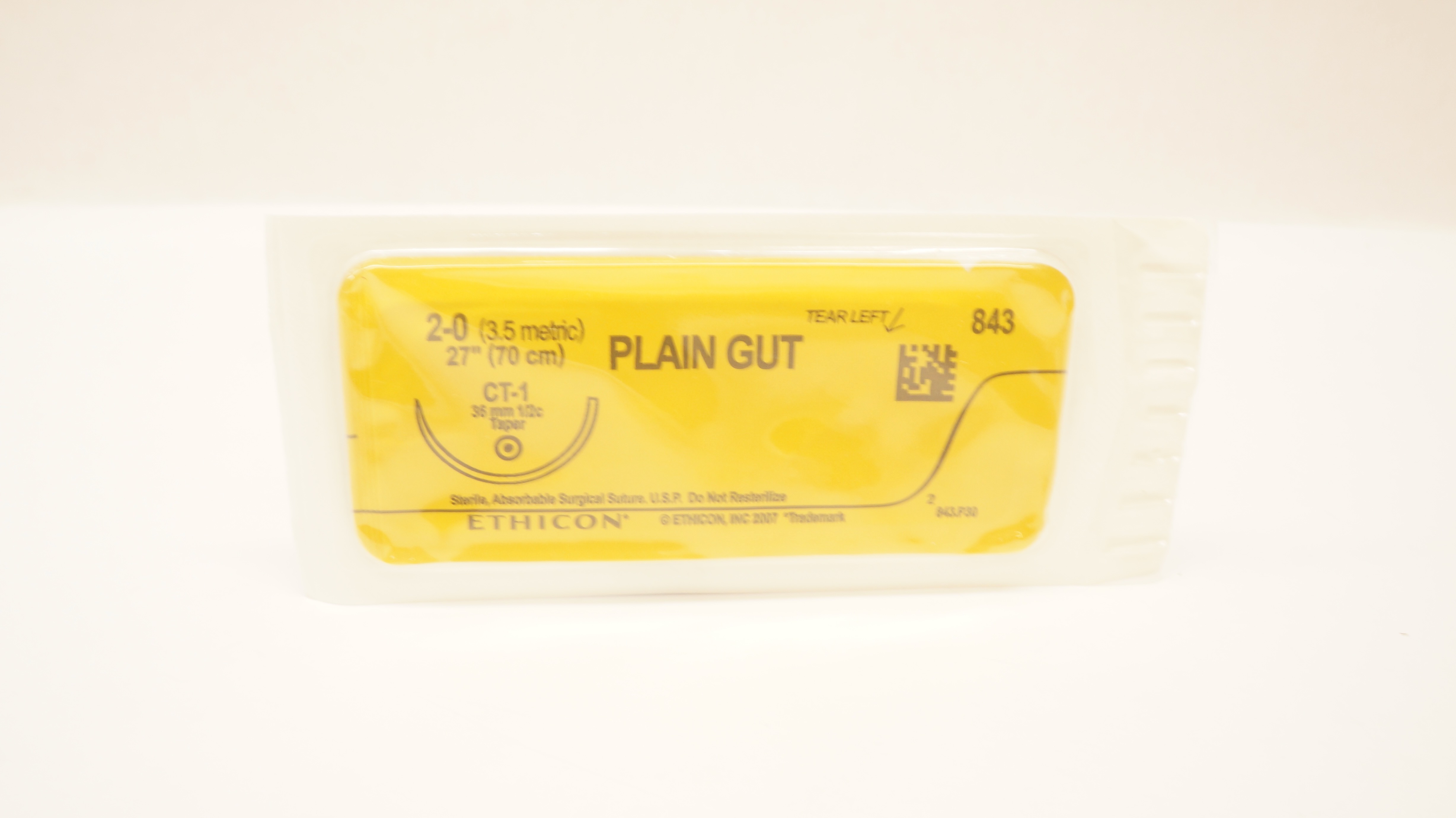 Ethicon 843 2-0 Plain Gut Sterile Surgical Stre CT-1 36mm 1/2c Taper 27 inch (x)