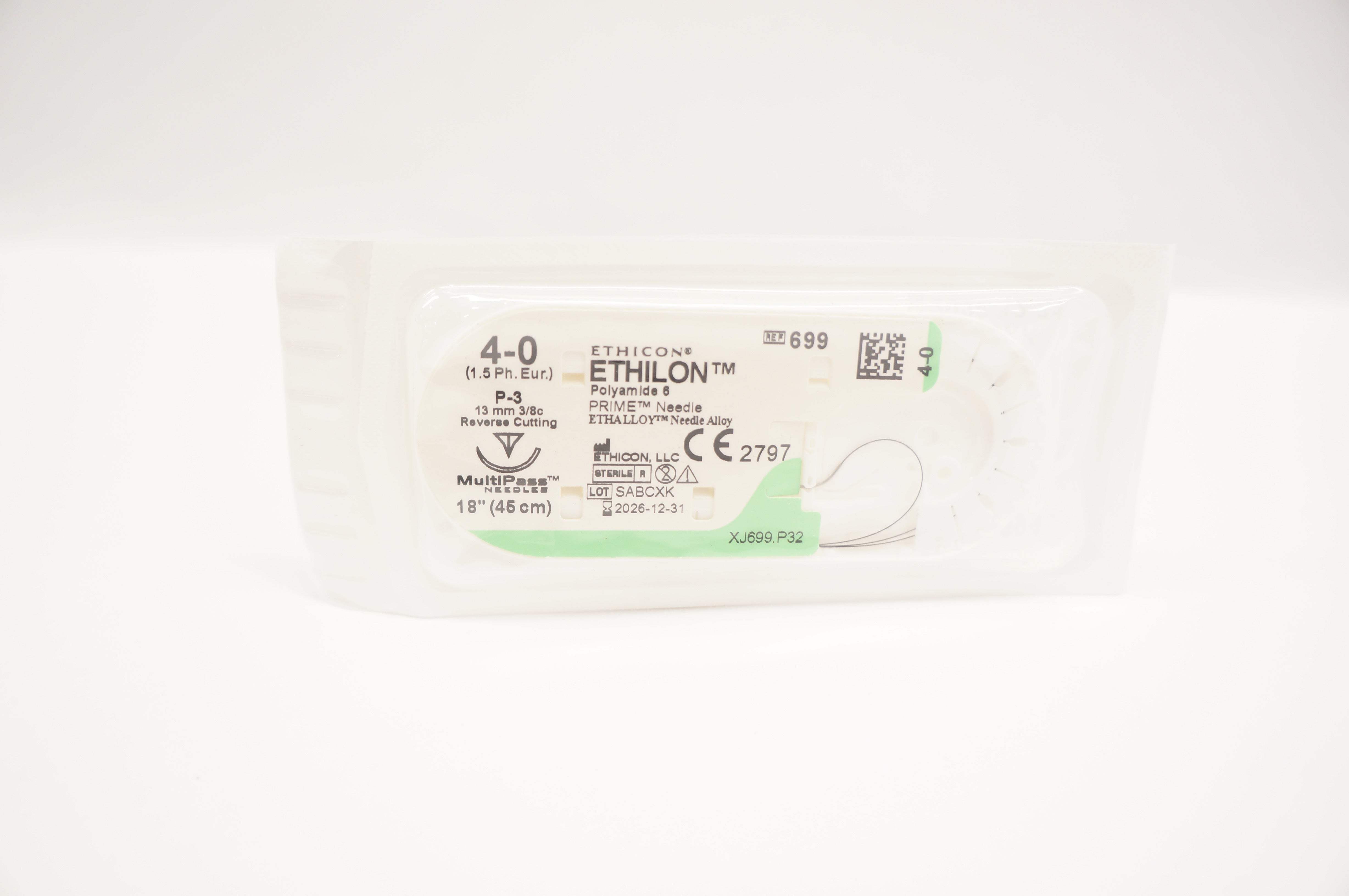 Ethicon 699 4-0 ETHILON, P-3, 13mm 3/8c Reverse Cutting, 18inch