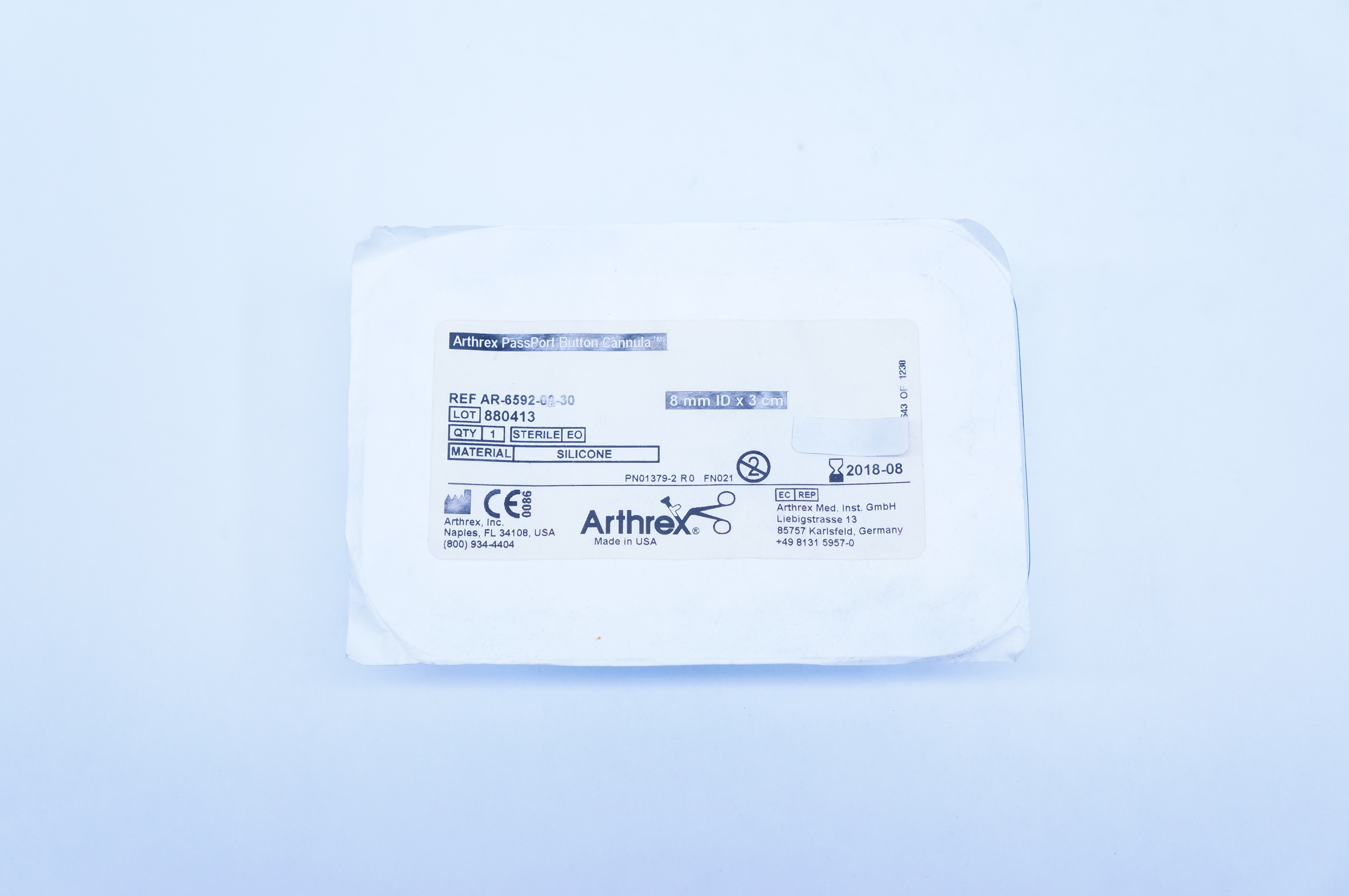 Arthrex AR-6592-08-30 PassPort Button Cannula 8mm ID x 3cm (x)