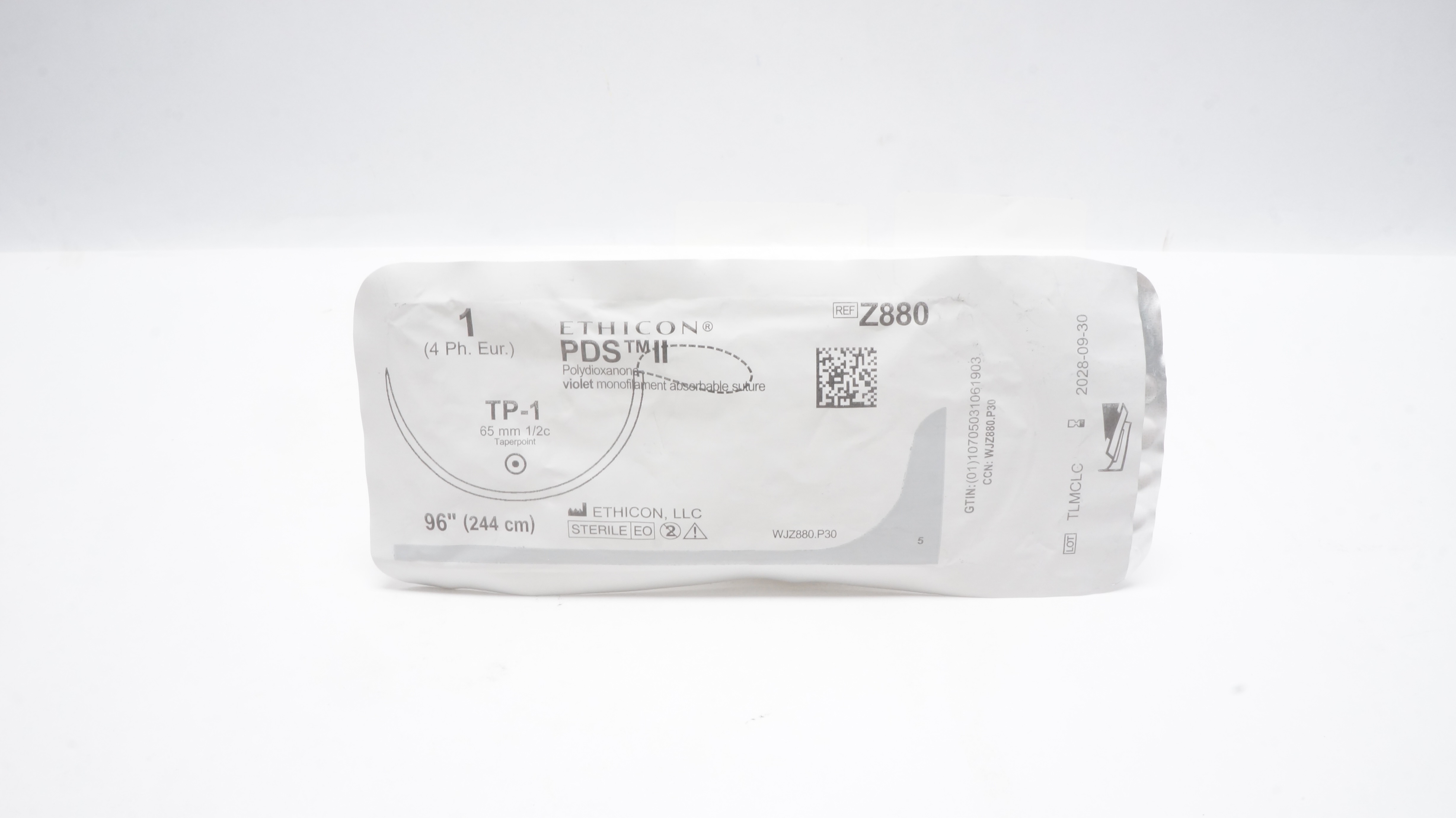 Ethicon Z880 1 PDS II Polydioxanone Stre TP-1 65mm 1/2c Taperpoint, 96inch
