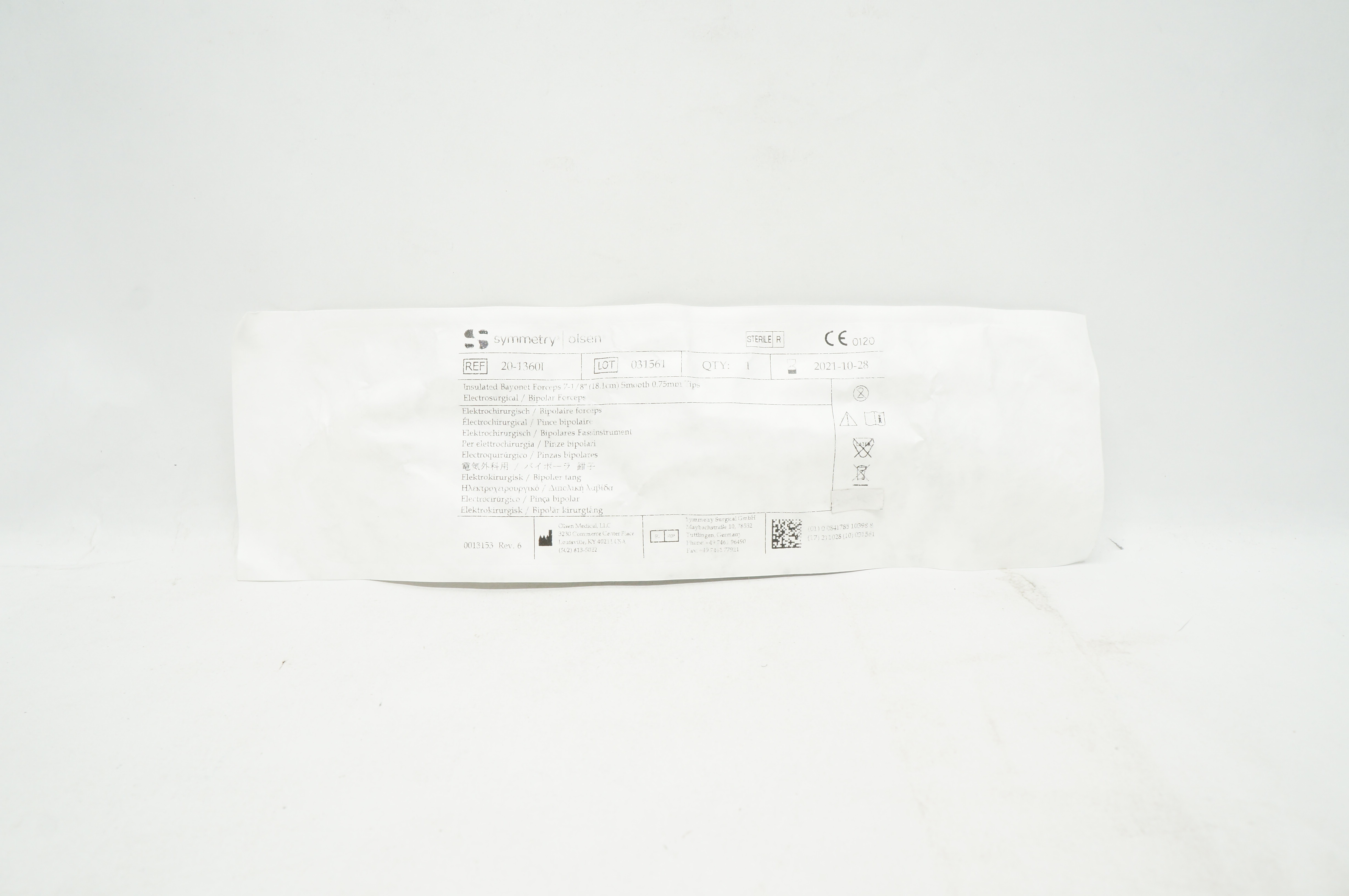 Olsen 20-1360I Symmetry Insulated Bayonet Forceps 7-1/8inch (x)