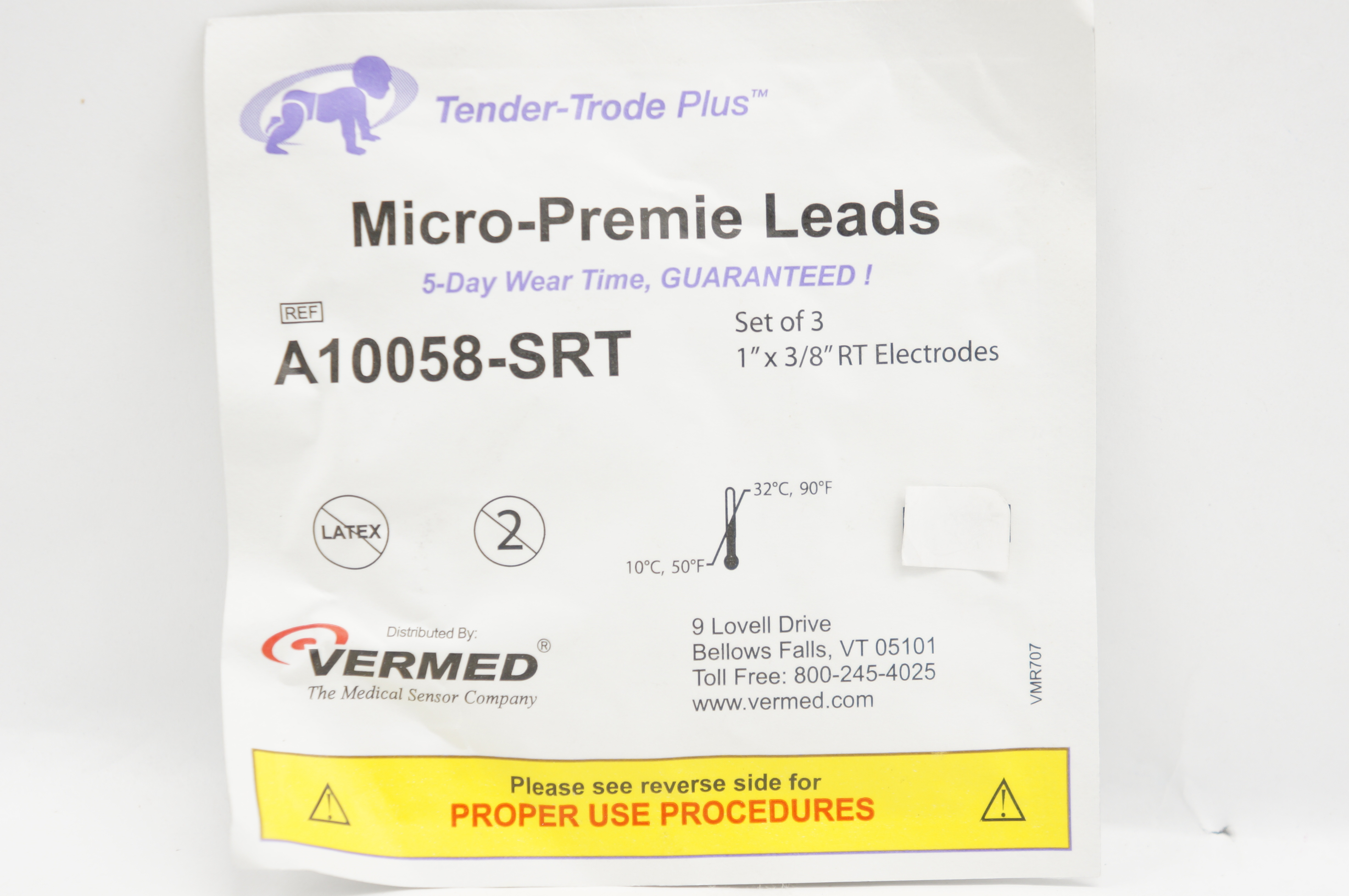 Vermed A10058-SRT Tender-Trode Plus Micro Premie Leads 1 x 3/8inch Electrode (x)