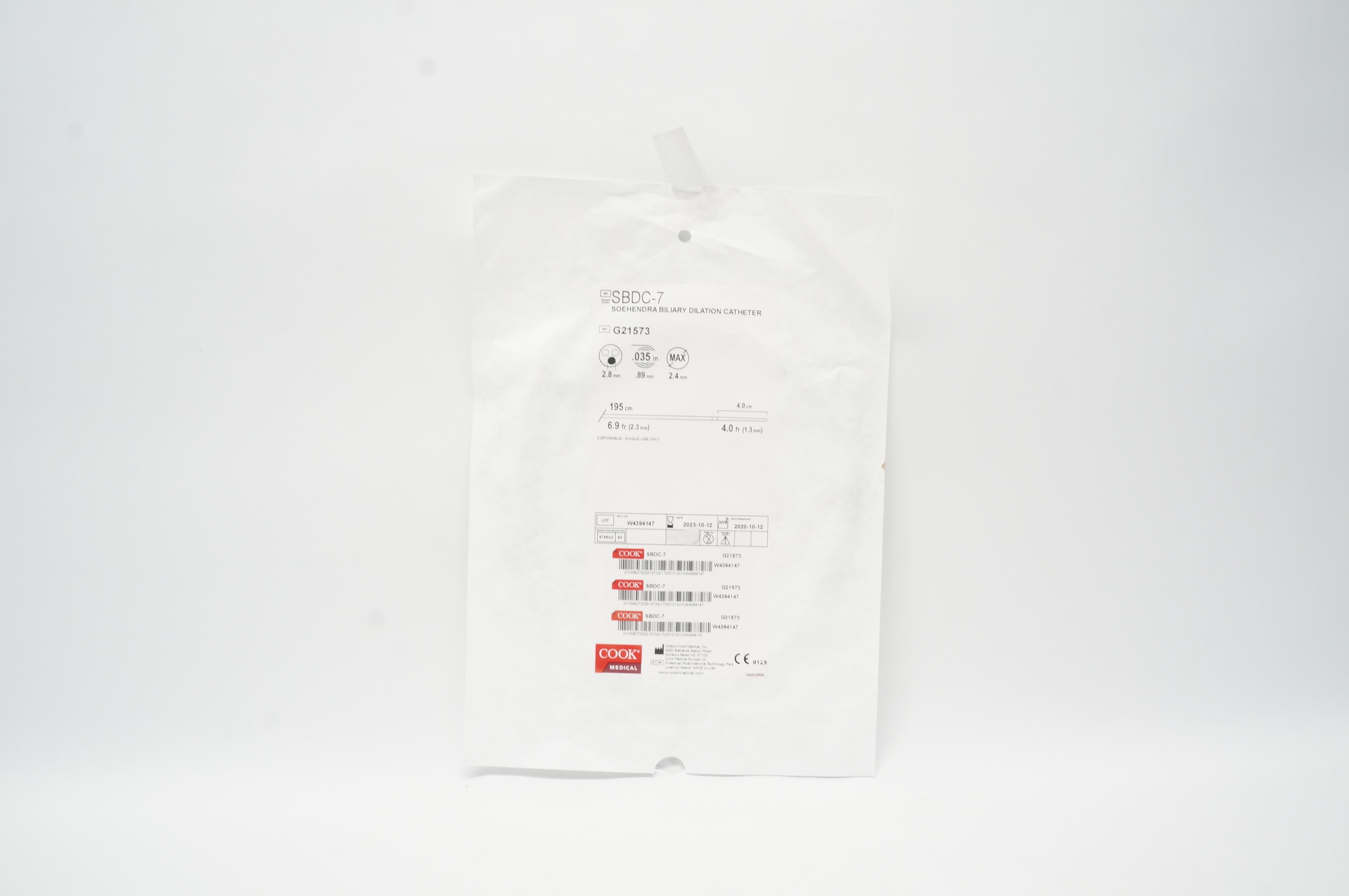 Cook Medical G21573 Soehendra Biliary Dilation Cath. 4Fr x 195cm