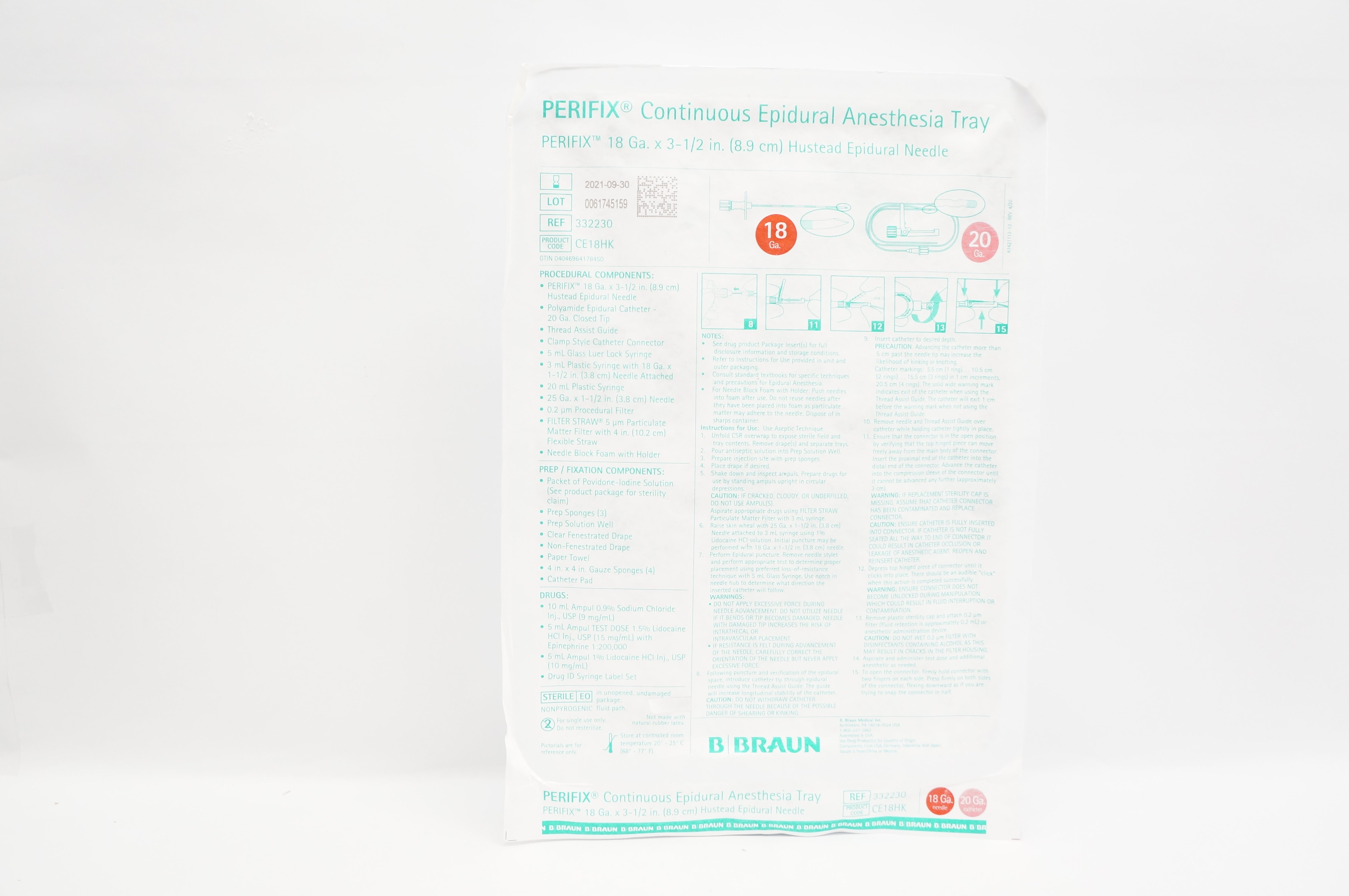 Braun 332230 Perifix Continuous Epidural Anesthesia Tray (x)