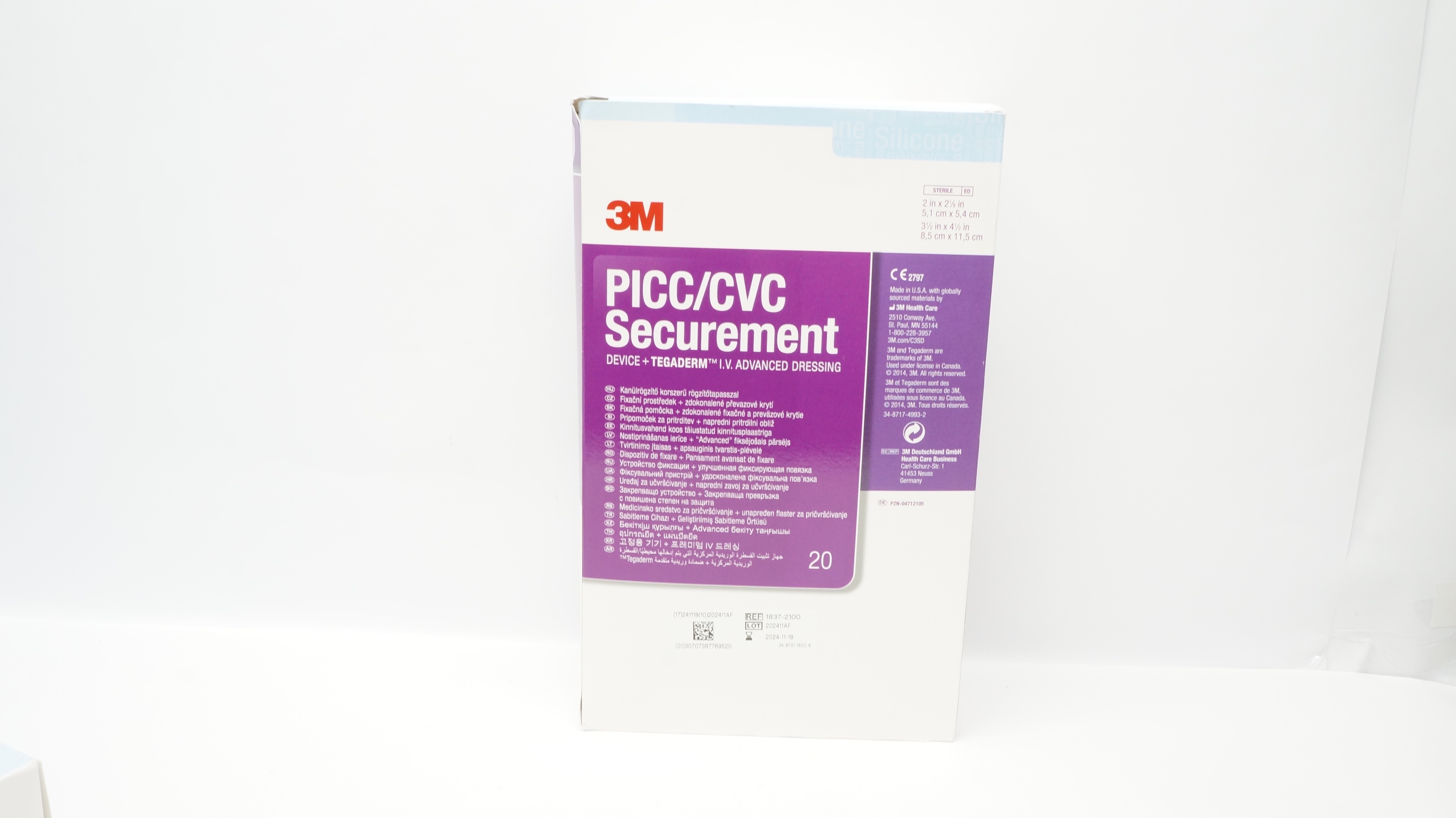 3M 1837-2100 PICC/CVC Securement Device Dressing 2 x 2 1/8in. - Box of 18 (x)