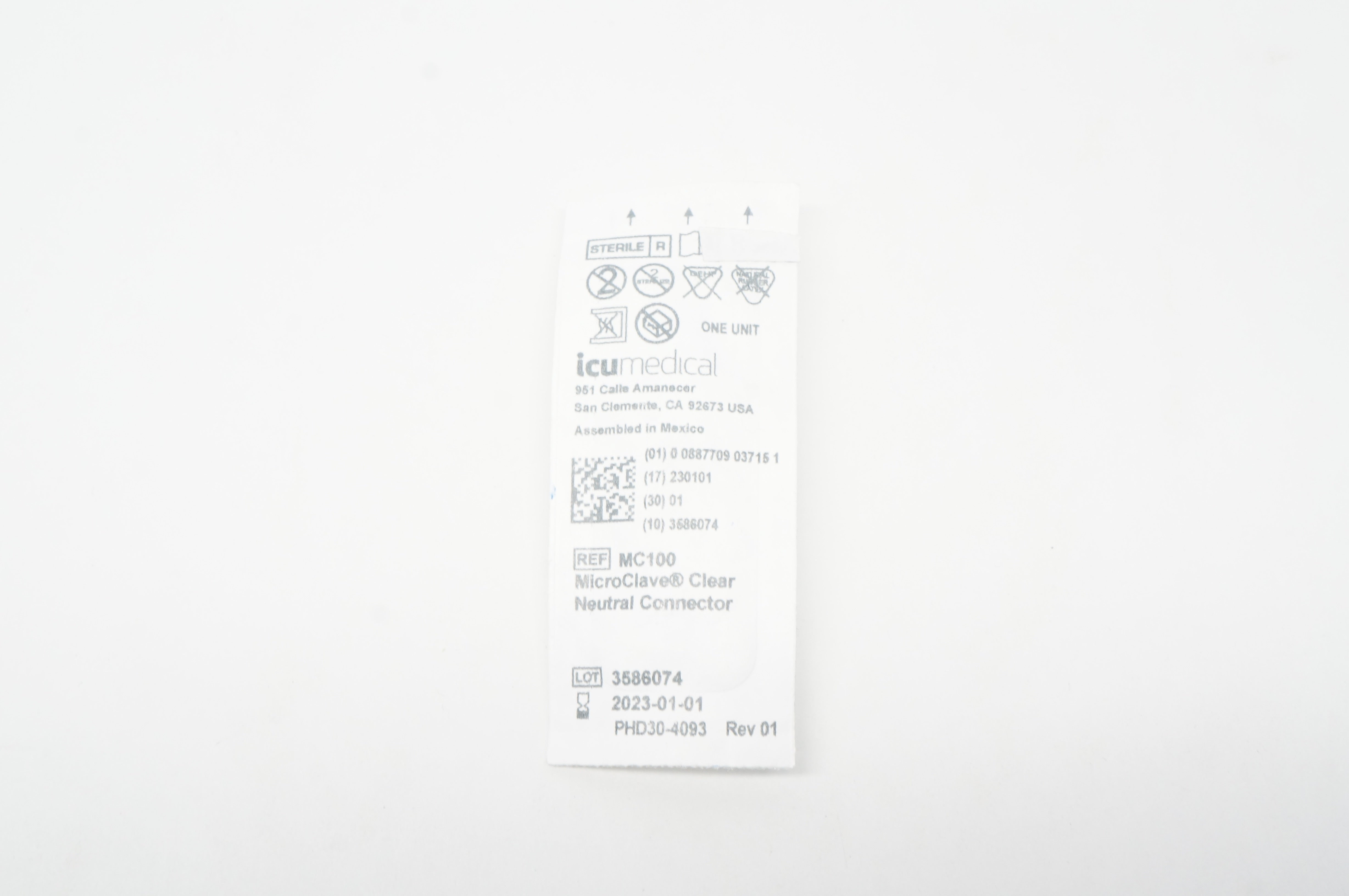 ICU Medical MC100 MicroClave Clear Neutral Connector