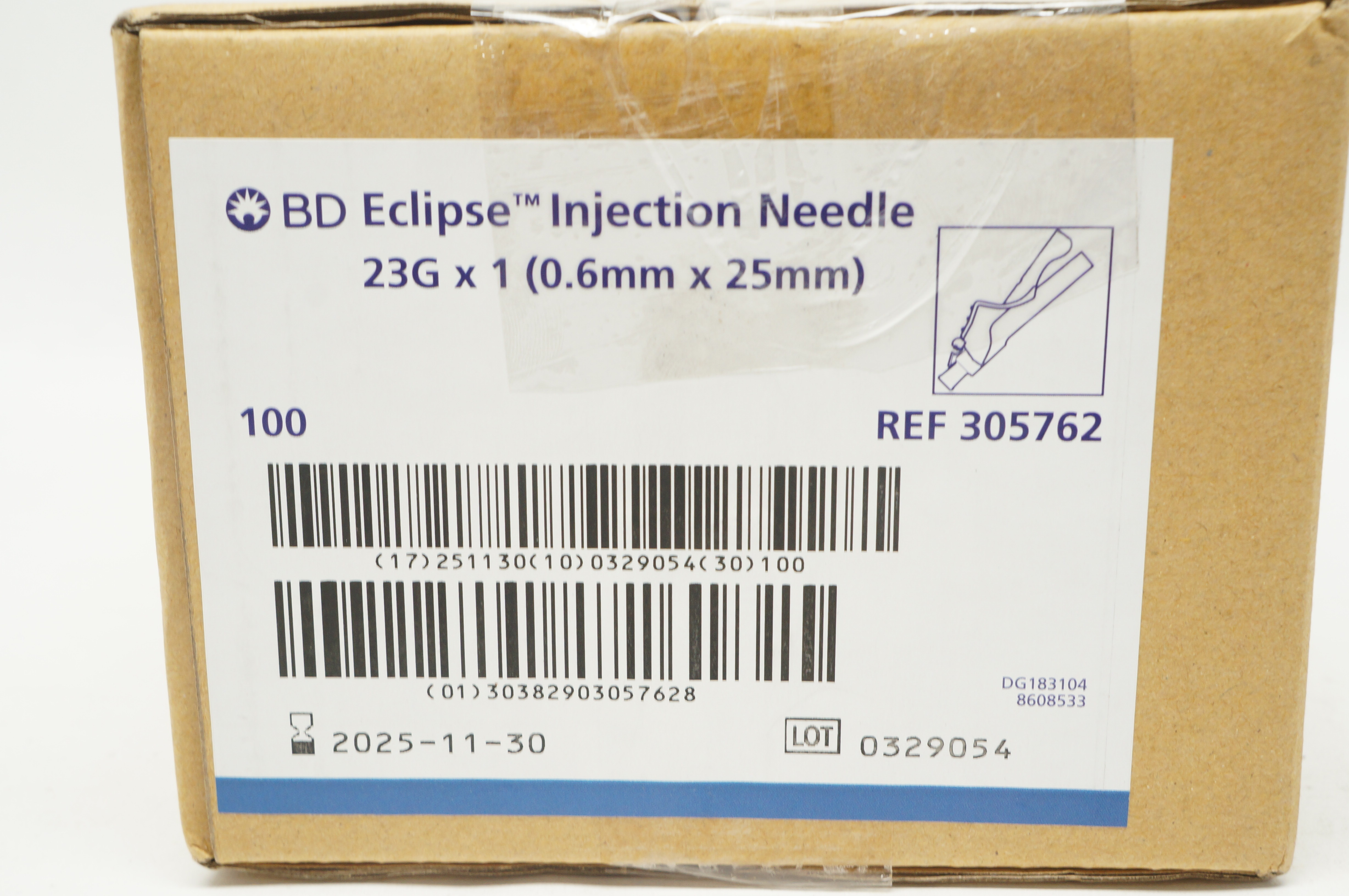 BD 305762 Eclipse Injection Ndle 23G x 1 - Box of 100