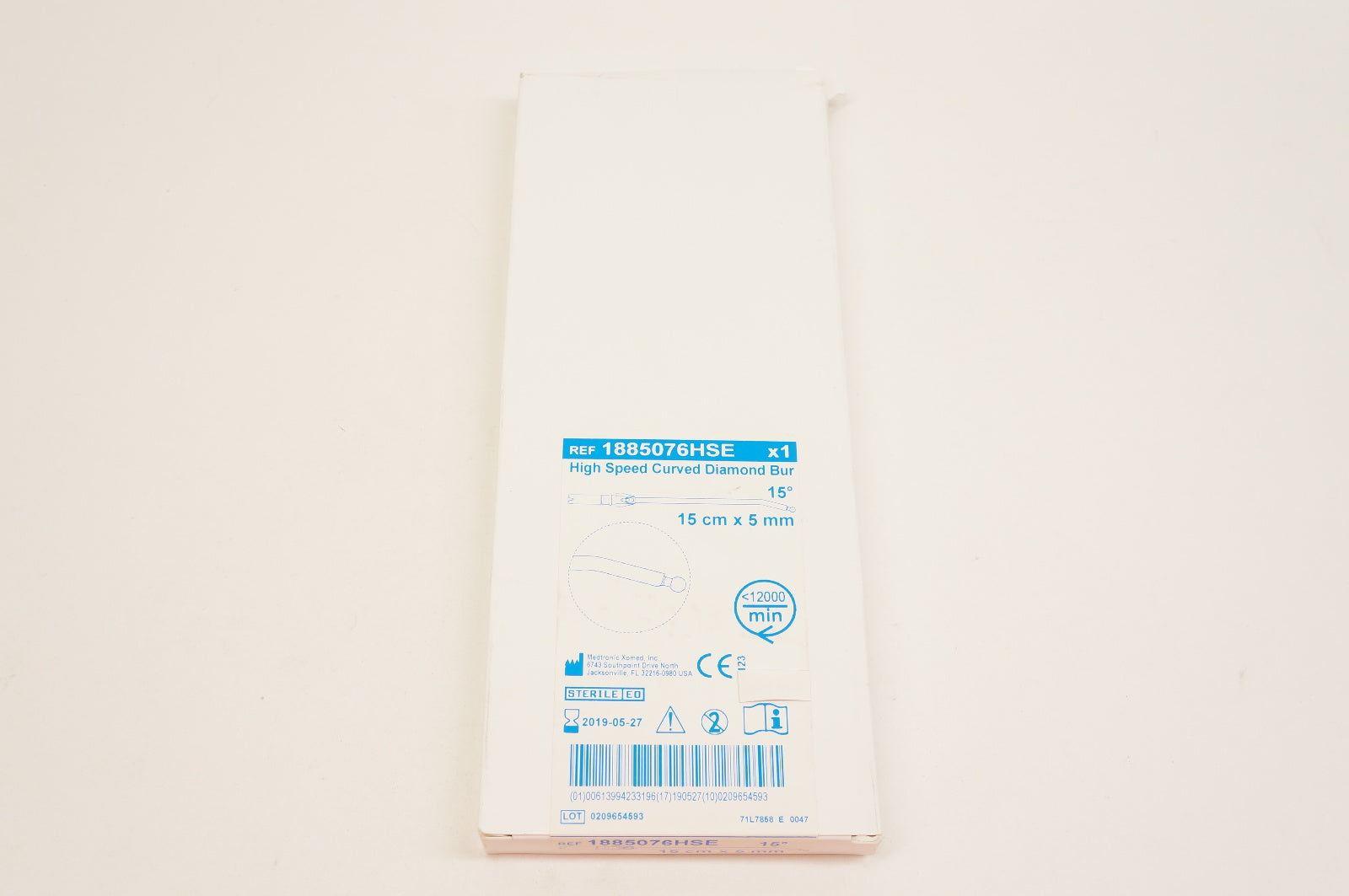 Medtronic 1885076HSE High Speed Curved Diamond Bur 15cm x 5mm (x)