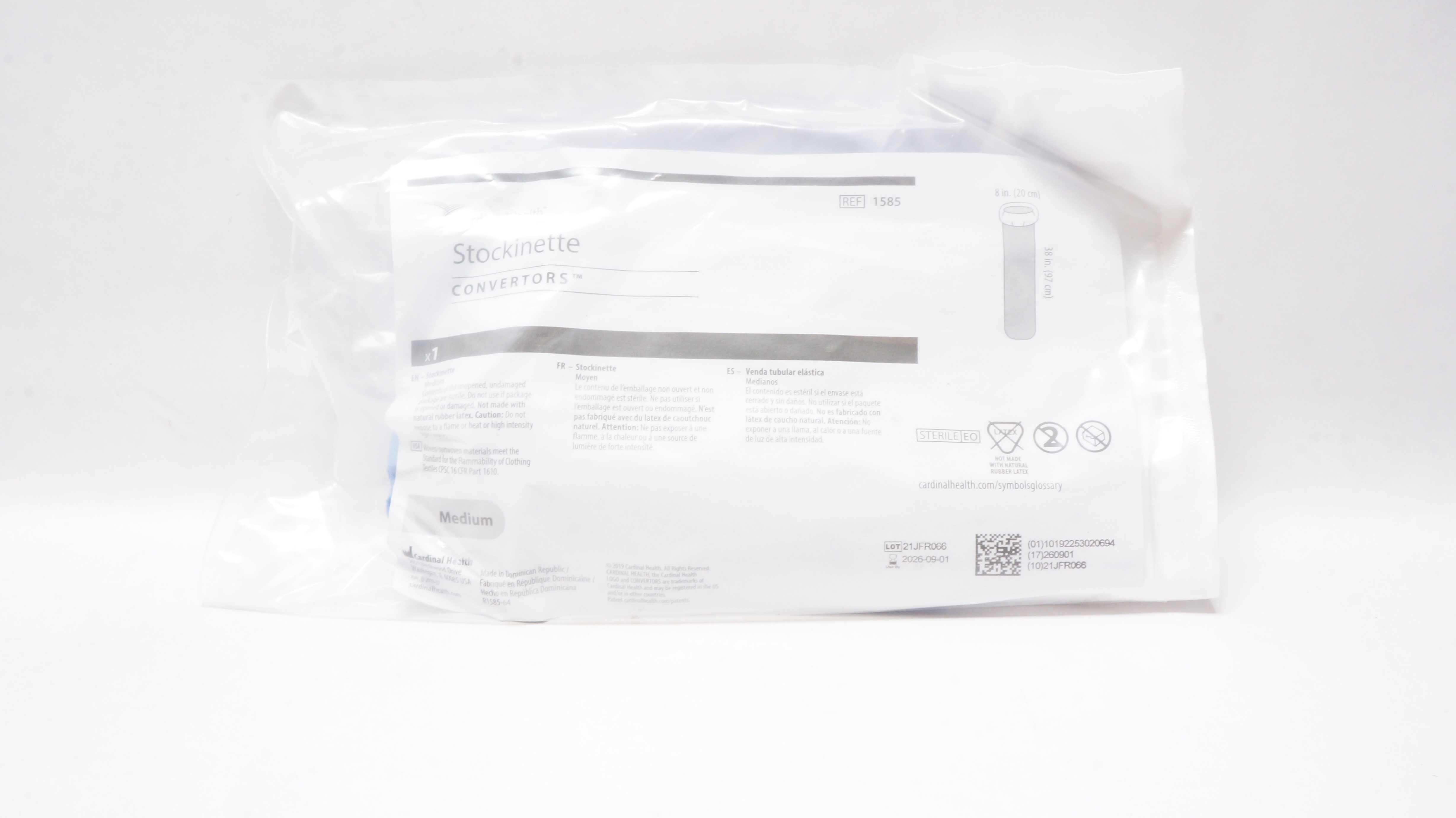 Cardinal Health 1585 Convertors Stockinette Medium 8 inch x 38 inch