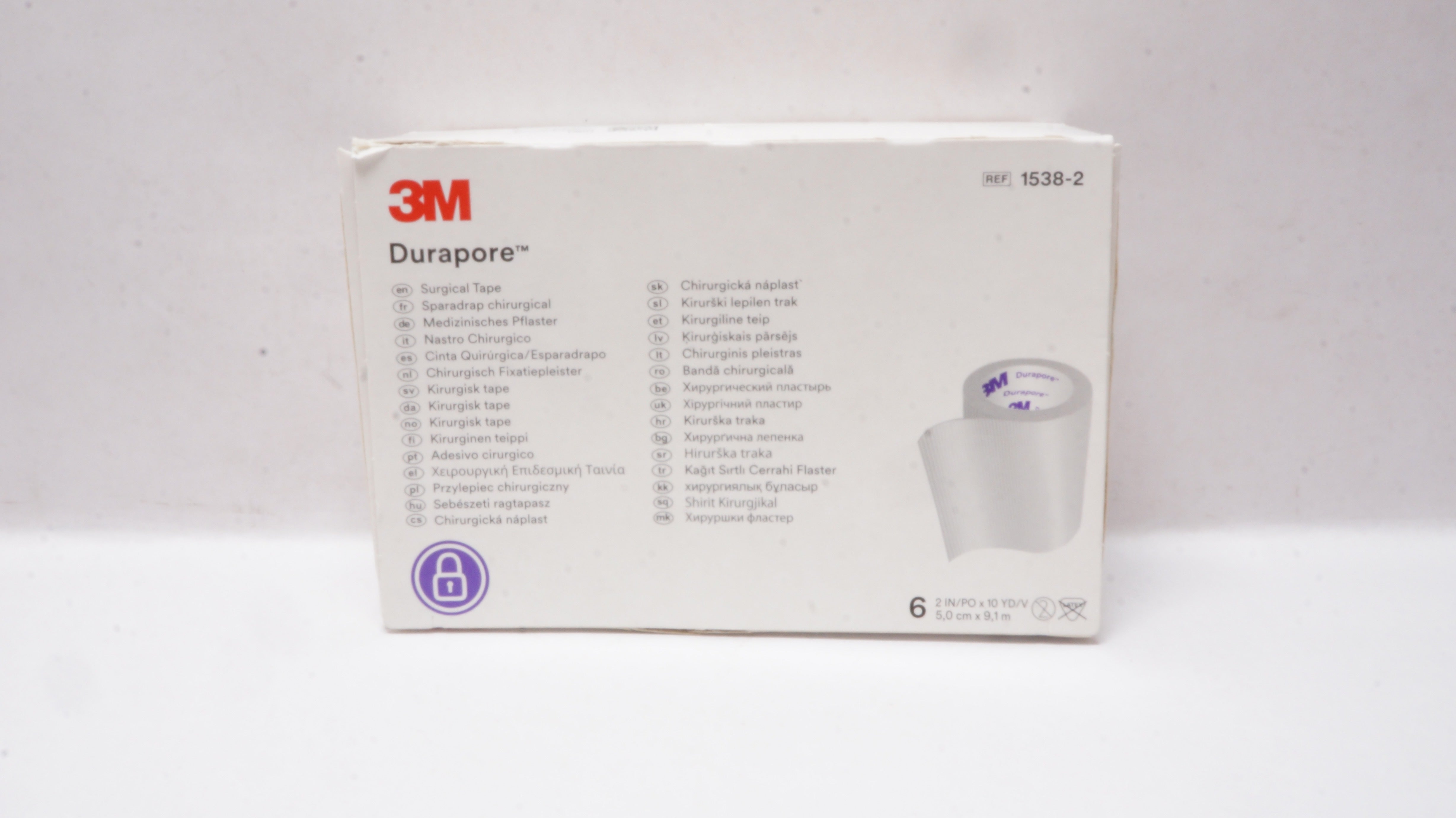 3M 1538-2 Durapore Surgical Tape 2inch x 10yd. - Box of 6