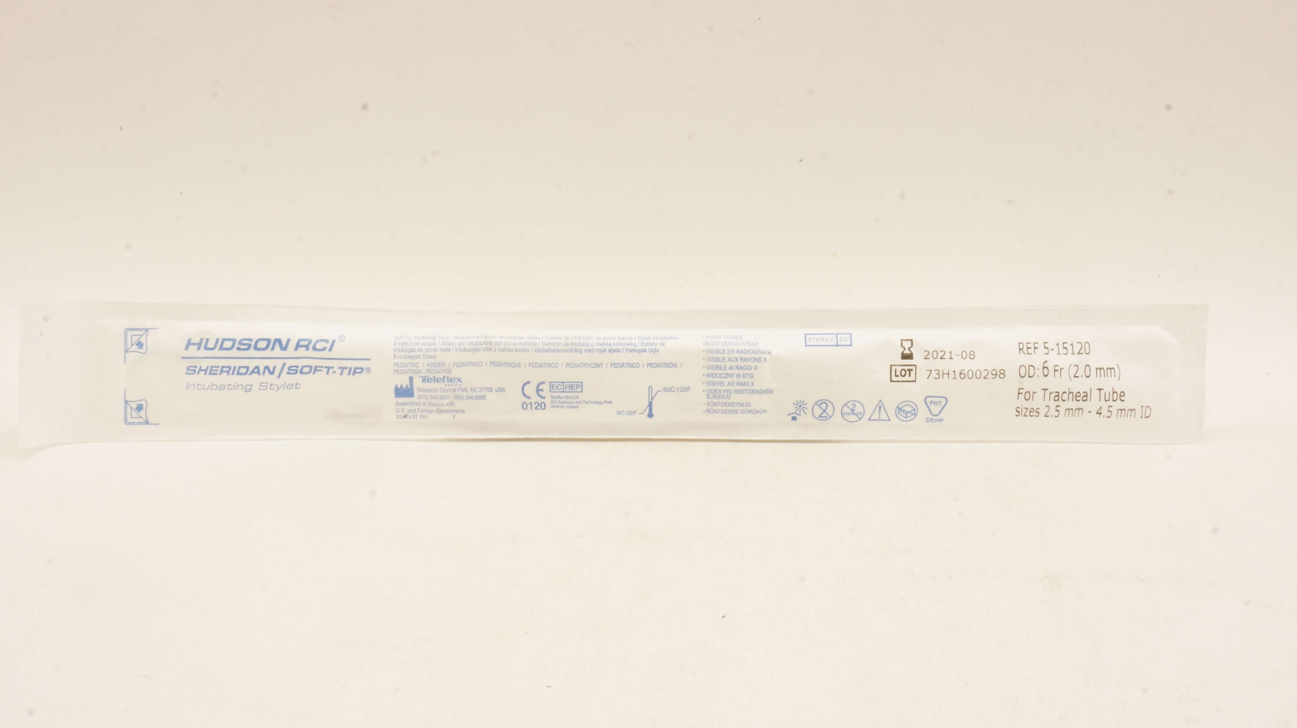 Teleflex 5-15120 Hudson RCI Sheridan/Soft-Tip Intubating Stylet 6Fr x 2.0mm