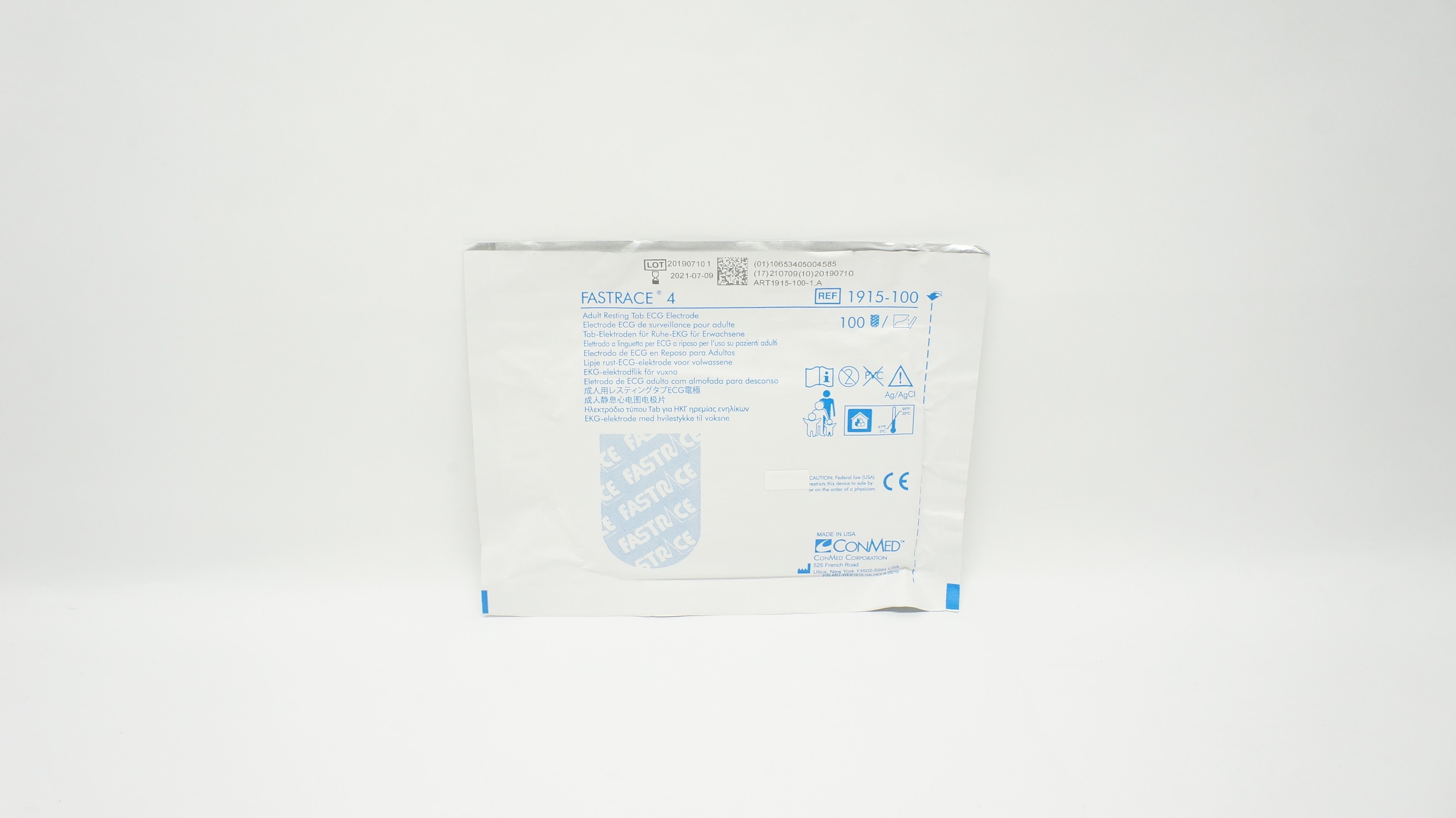 ConMed 1915-100 FASTRACE 4 Adult Resting Tab ECG Electrode (x) - Box of 100