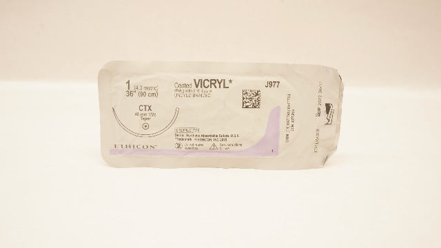 Ethicon J977 1 Coated VICRYL CTX 48mm 1/2c Taper, 36inch (x)