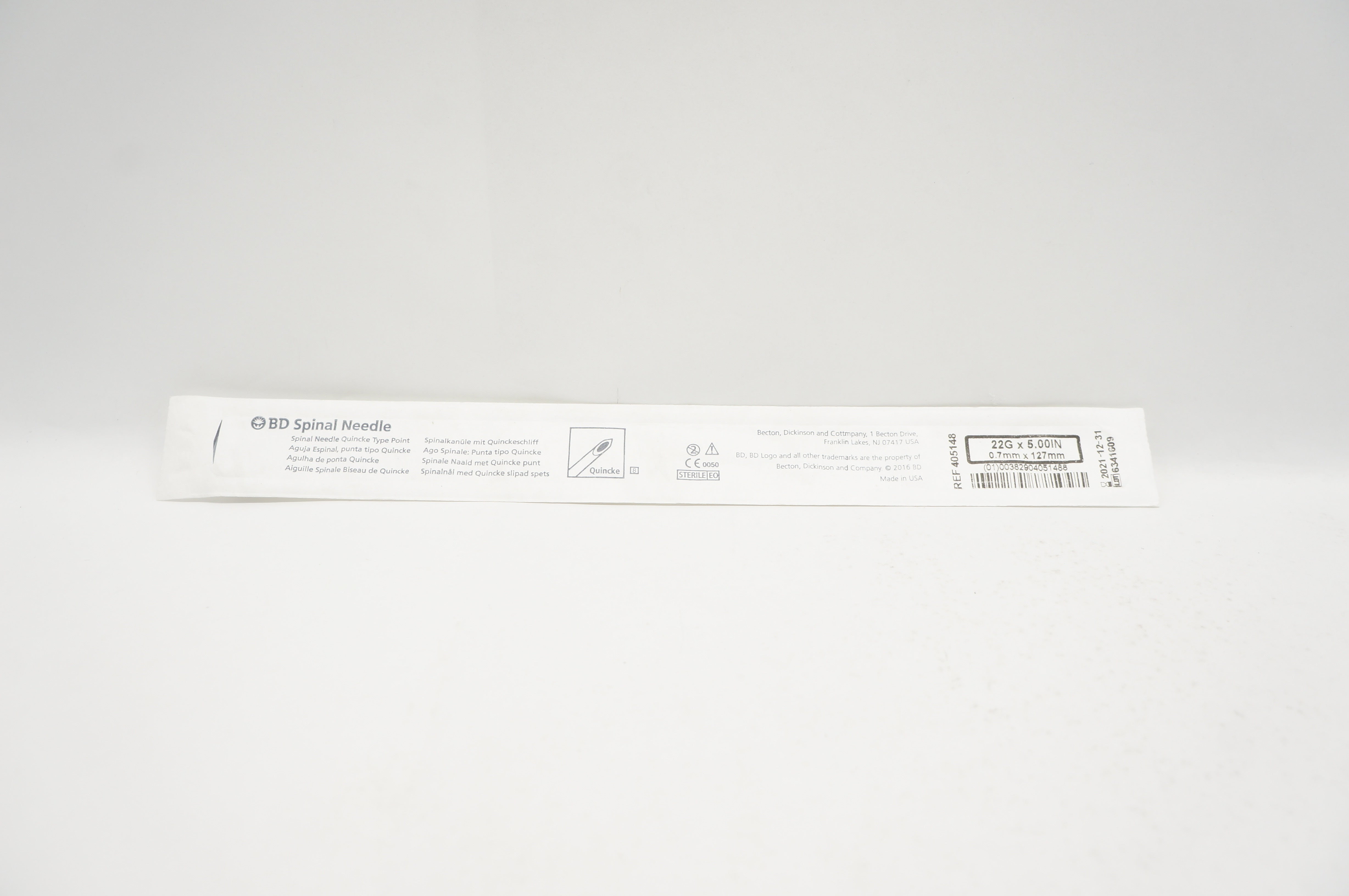 BD 405148 Spinal Needle Quincke 22 GA. x 5.00 inch (x)