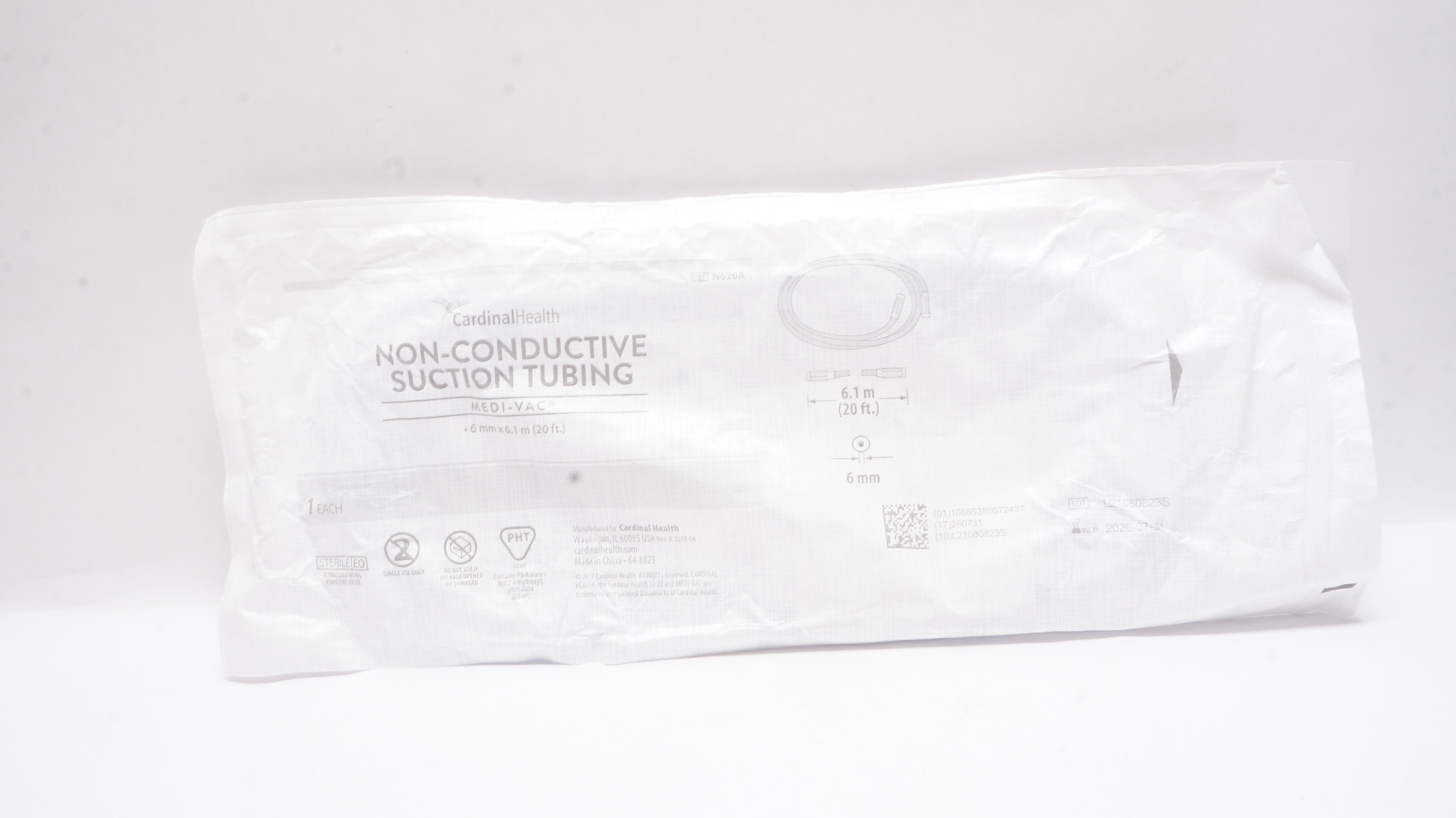 Cardinal Health N620A Non-Conductive Suction Tubing 20ft